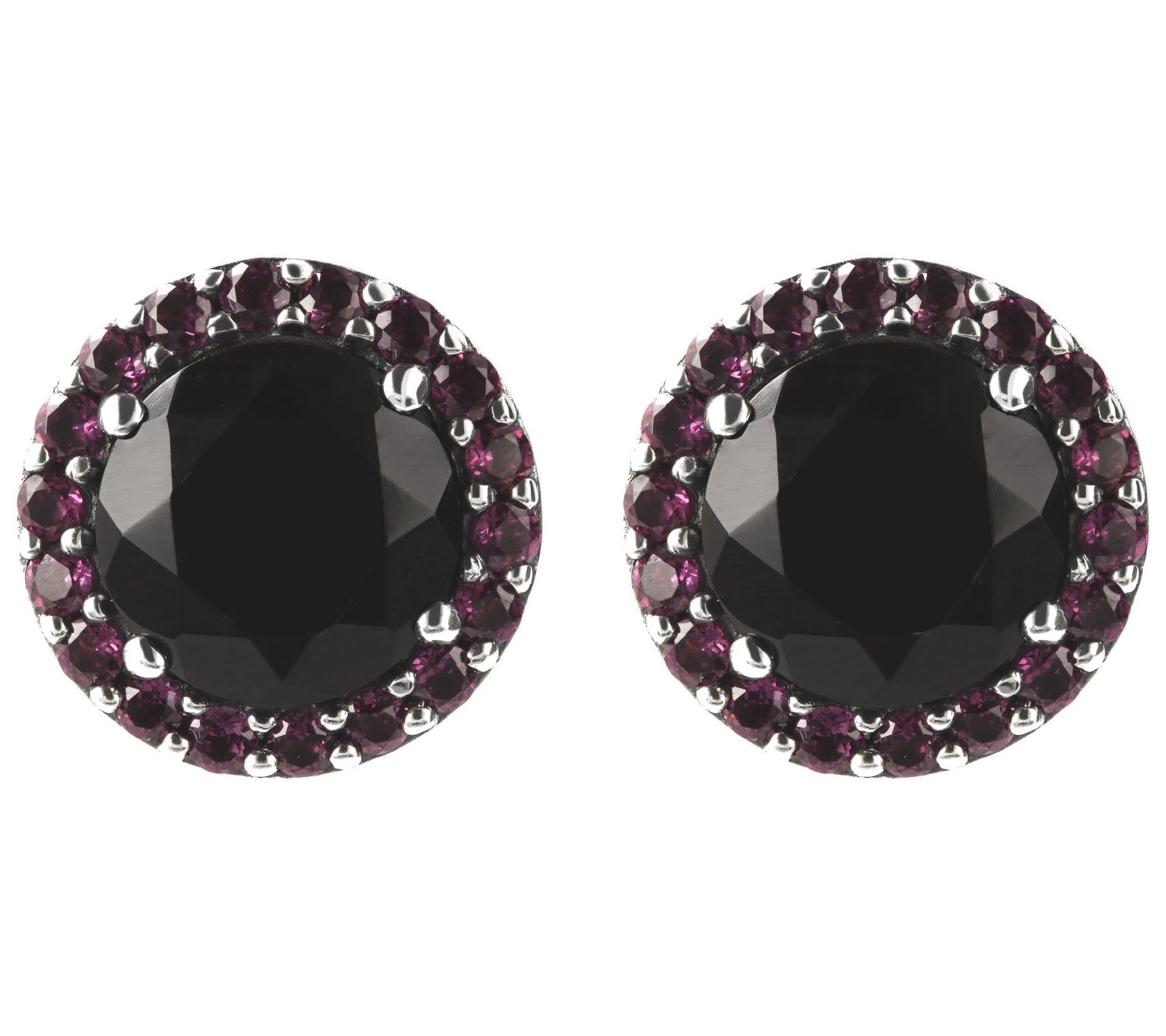 Mistero Sterling Silver Multi-Gemstone Halo Stud Earrings