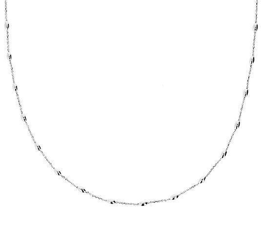 UltraFine Silver 18" Polished Oval Bead StationNecklace 4.9g