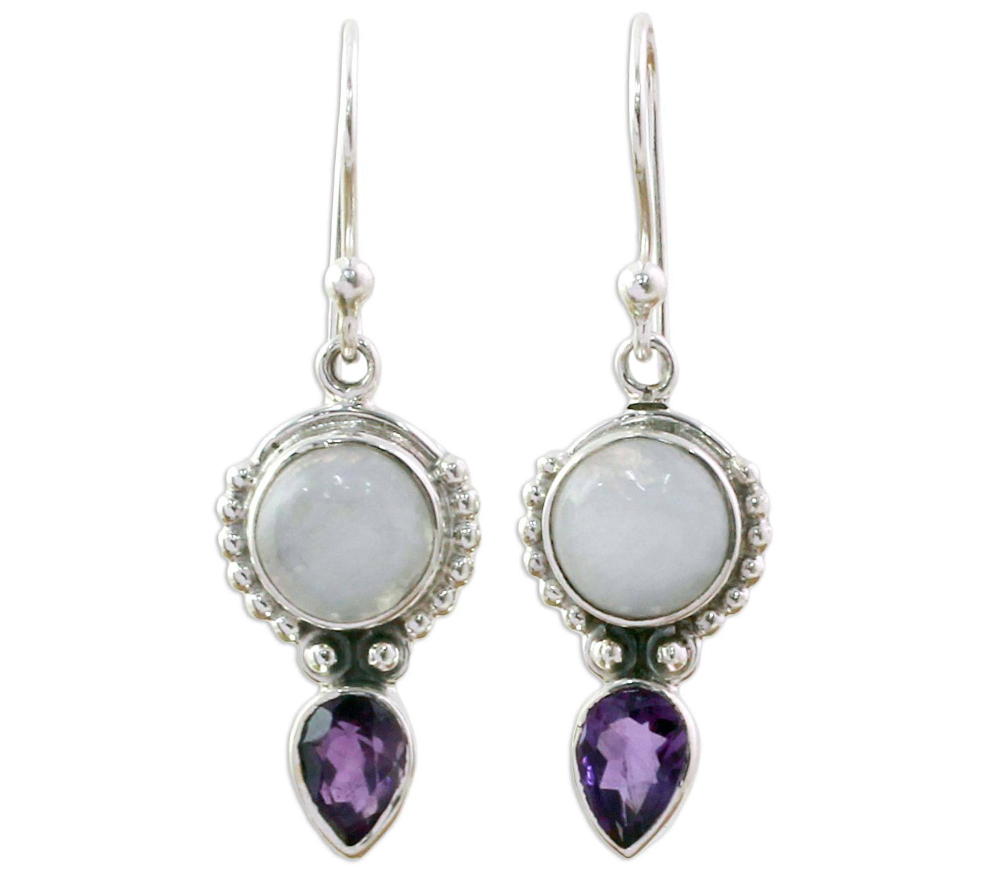 Novica Artisan Crafted Sterling Amethyst & Moonstone Earrings - QVC.com