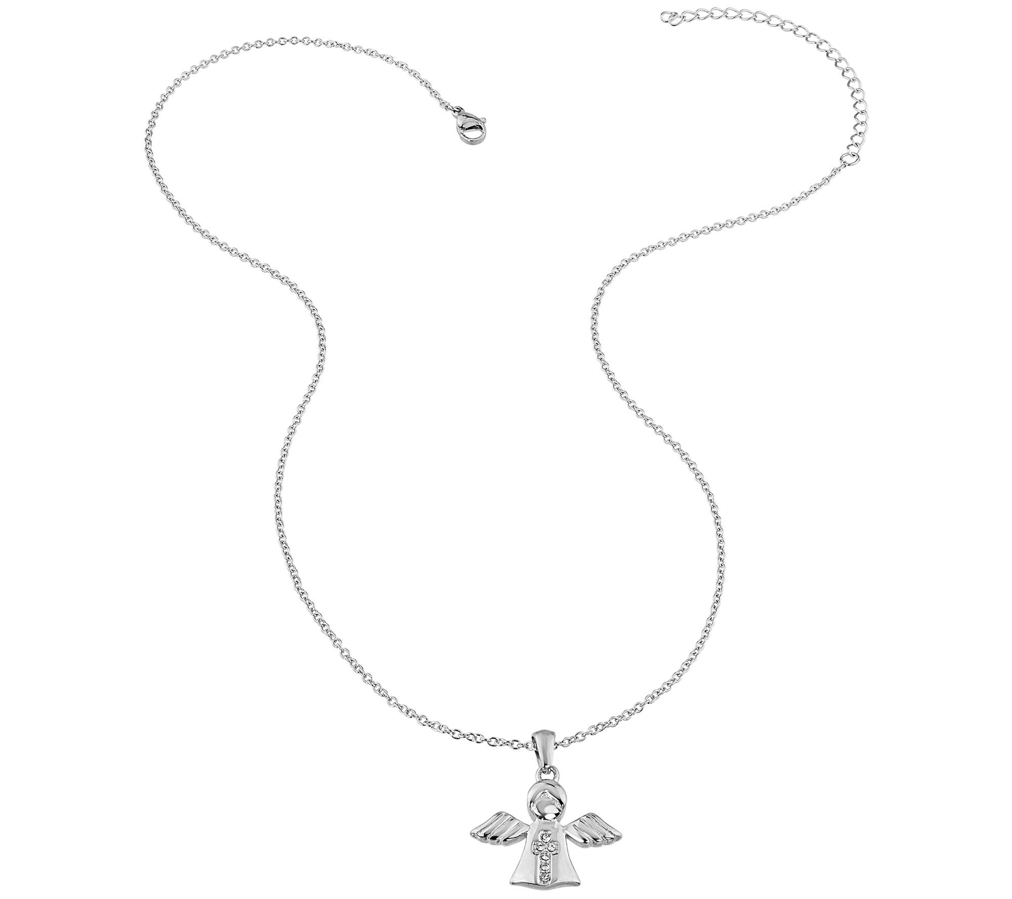 Steel by Design Angel Pendant with Chain - QVC.com