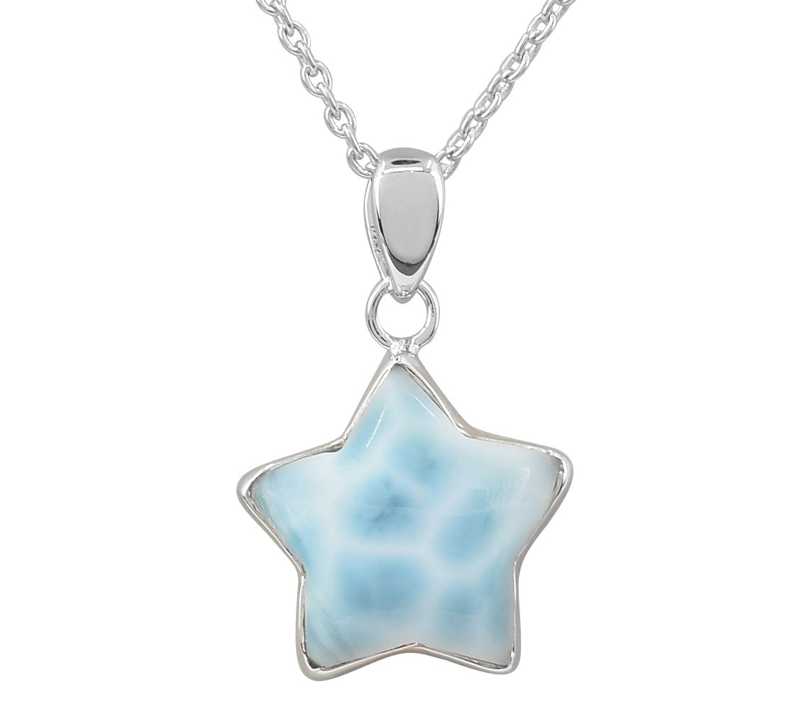 Sterling Silver Larimar Star Pendant with Chain