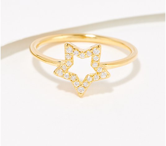 Diamonique Choice of Motif Open Work Ring, 14K Gold Plated