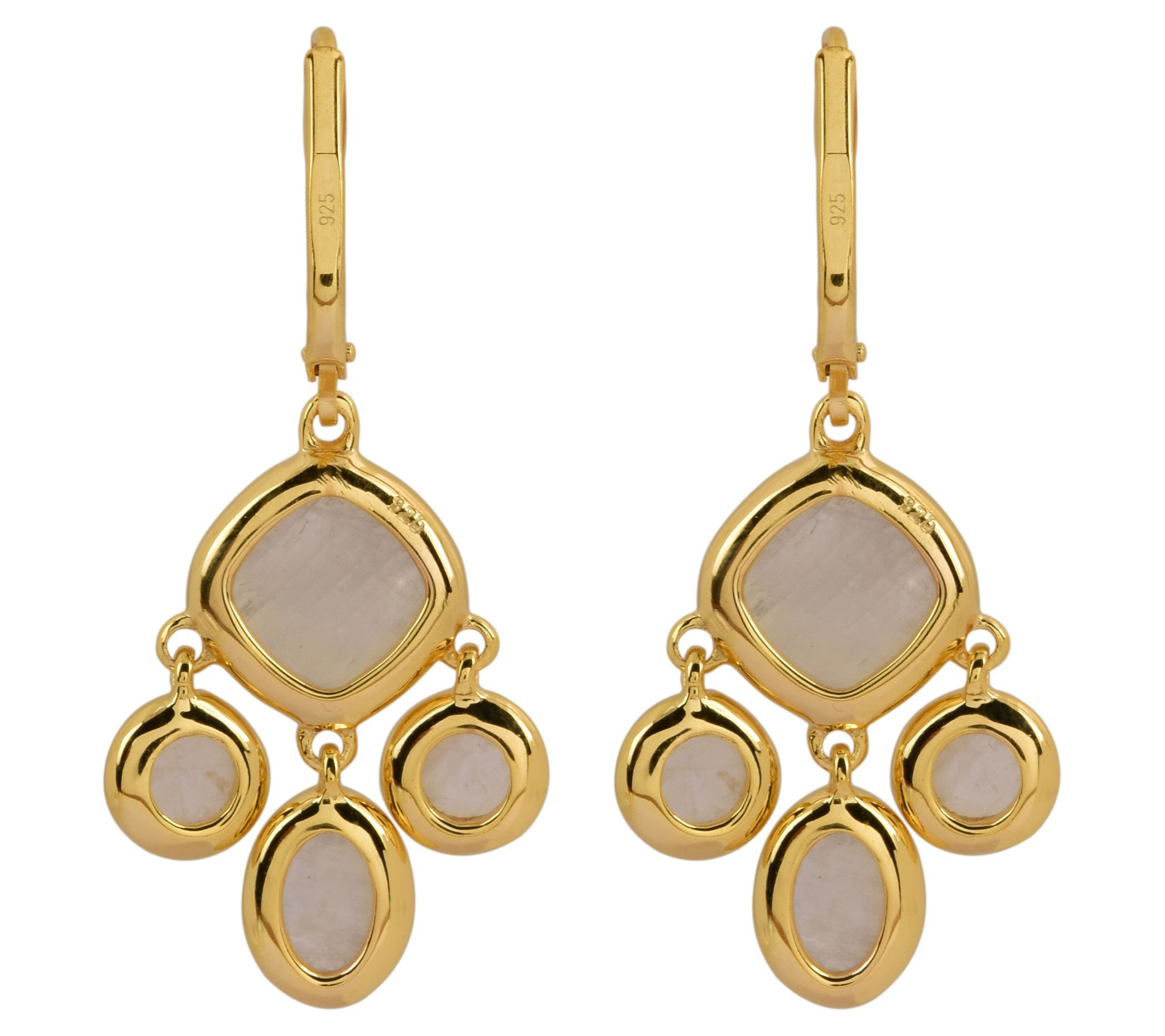 Sterling Rainbow Moonstone Dangle Drop Earrings