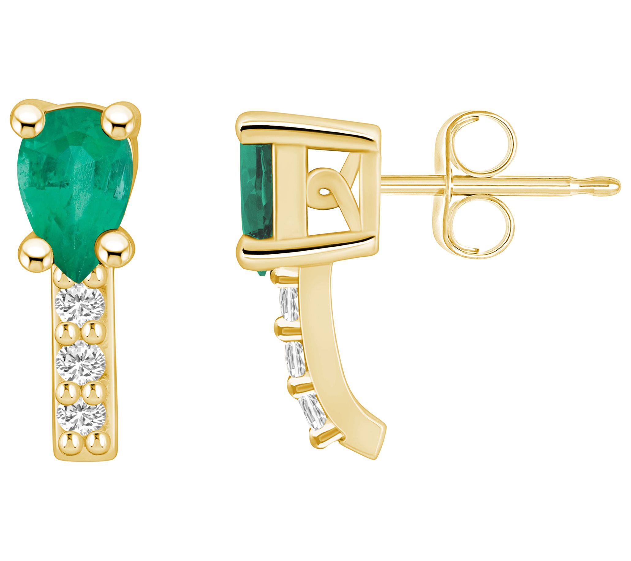 Affinity Gems 14K Gemstone & Diamond Pear Cut Studs