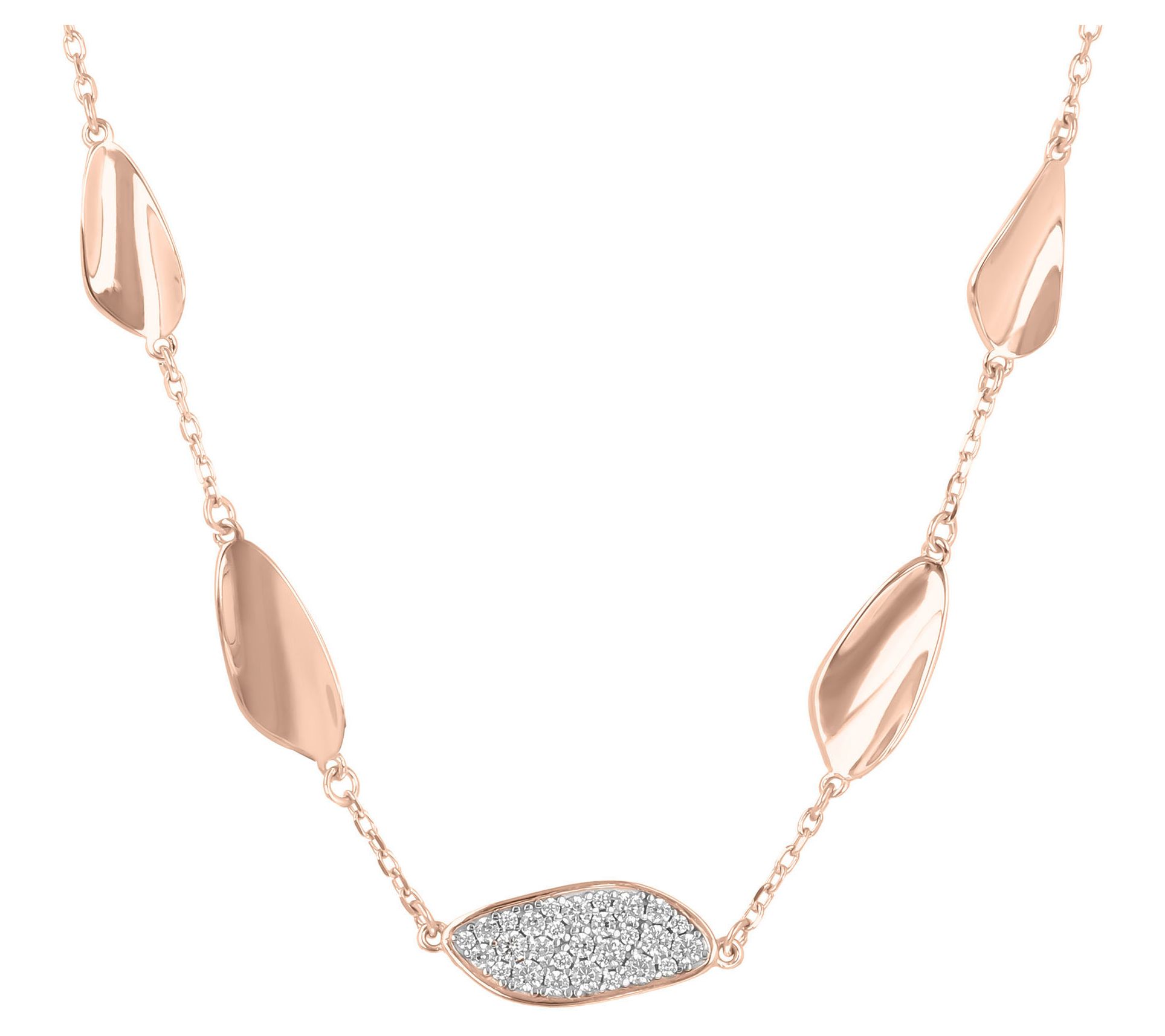 Louis Dell'Olio Sterling Pave & Polished Leaf Ncklace
