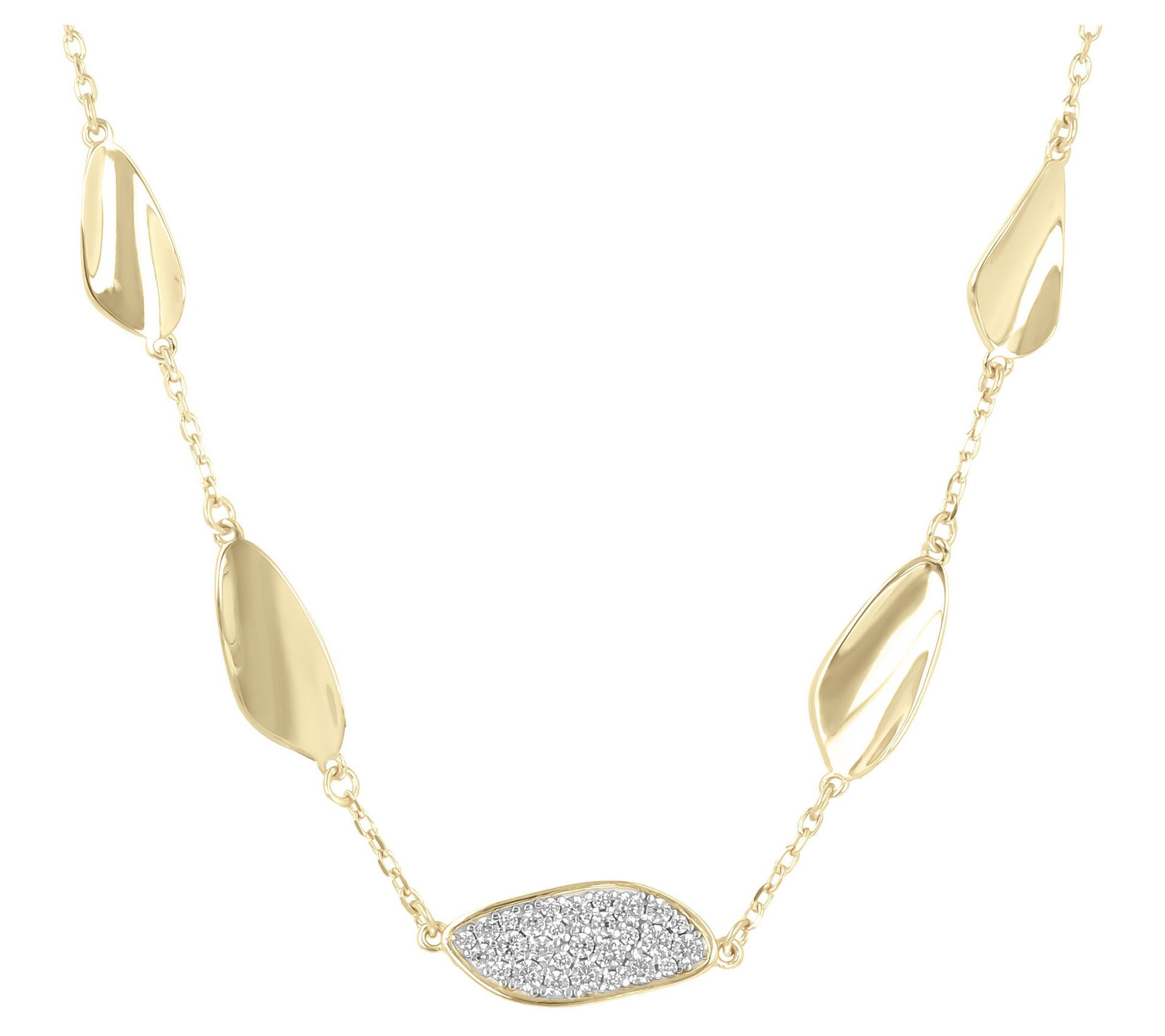 Louis Dell'Olio Sterling Pave & Polished Leaf Ncklace