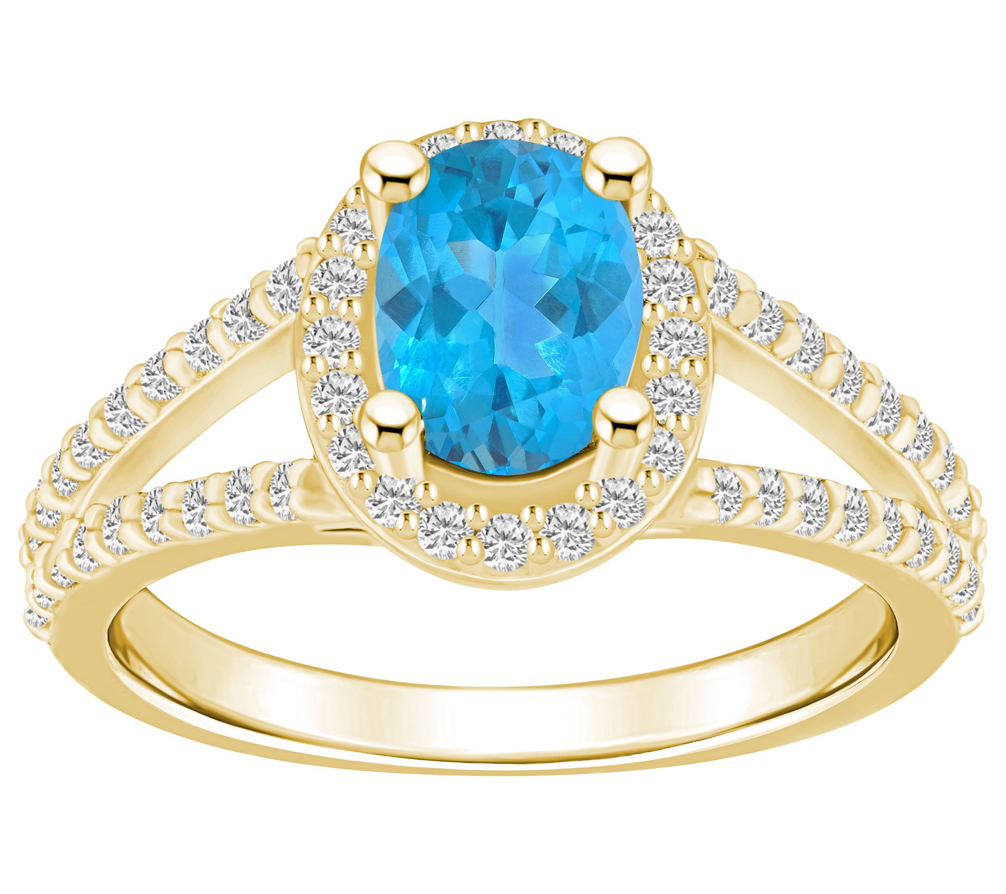 Affinity Gems Oval Gemstone & Diamond R ing, 14Gold