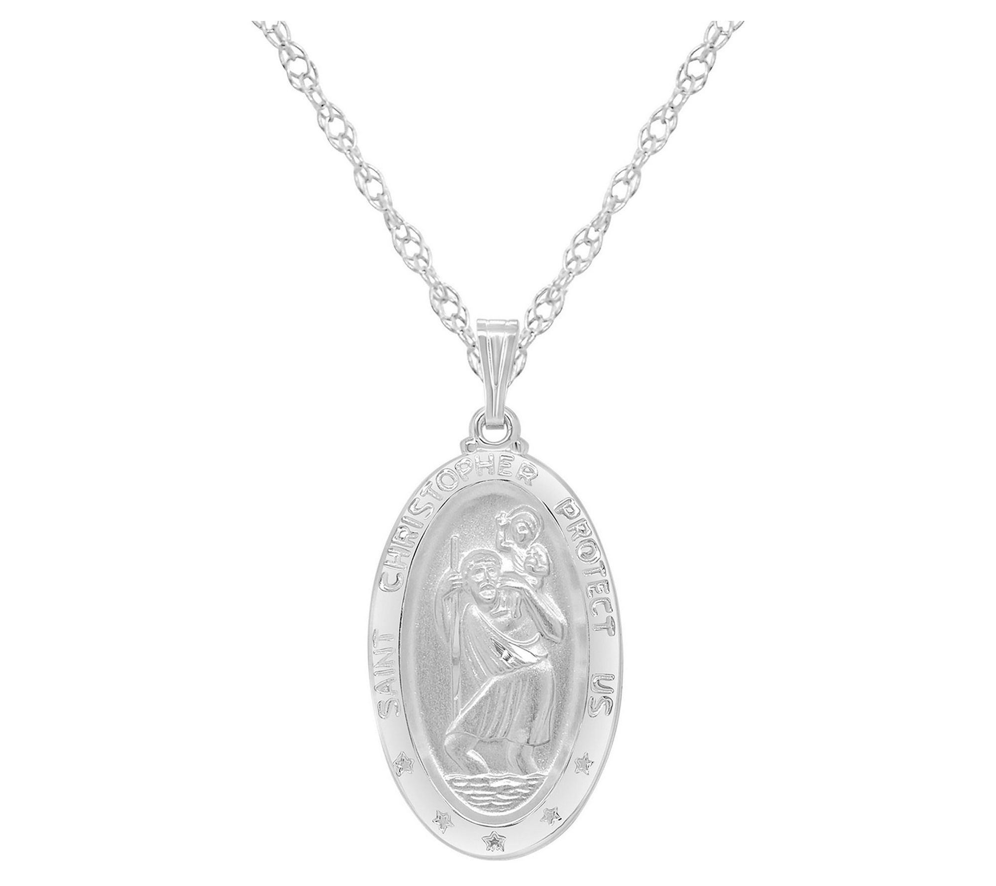 St. Christopher Medallion Pendant w/ Chain,Sterling