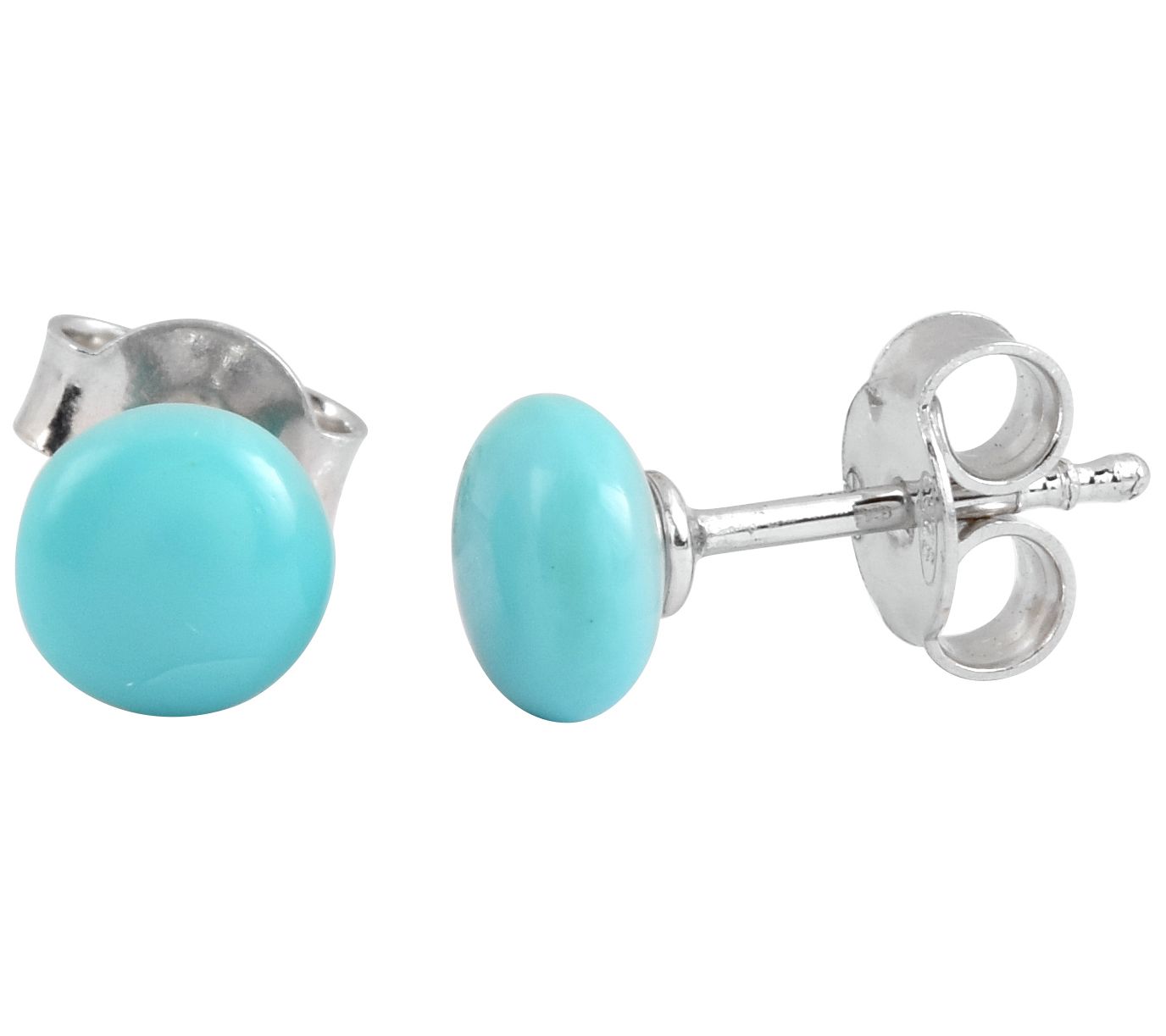 Sterling Silver Round Turquoise Stud Earrings