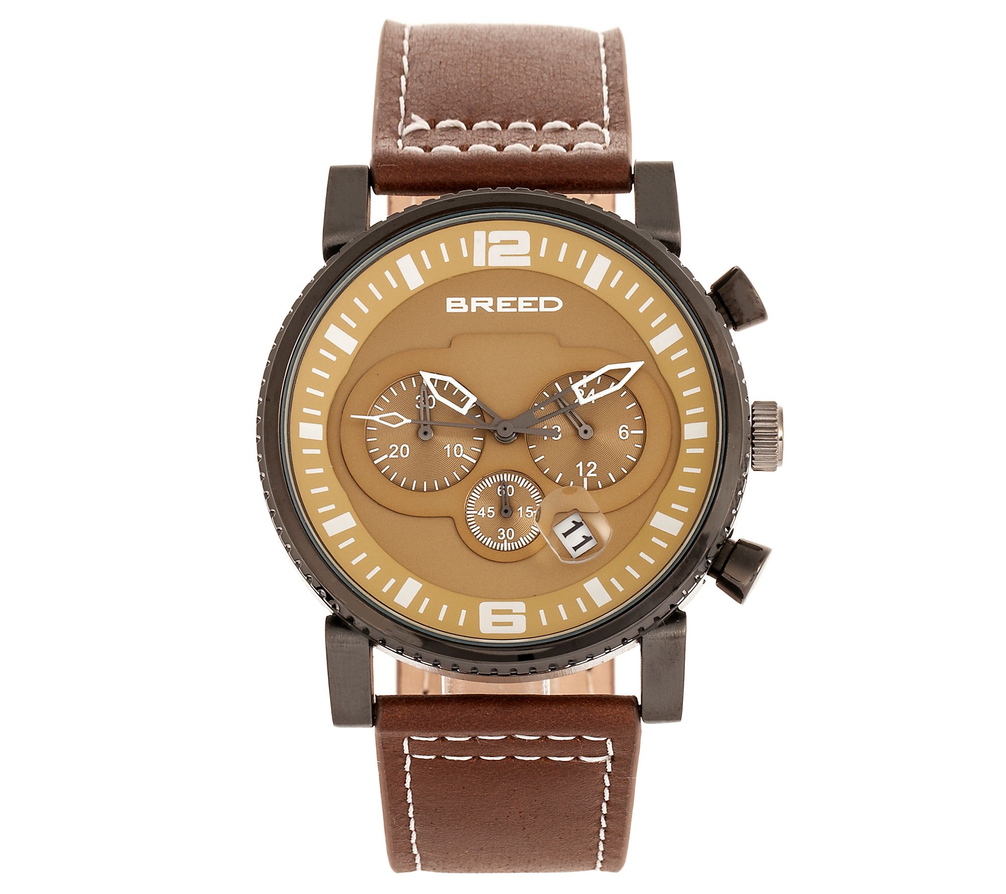 Breed Men's Ryker Chronograph Brown Leather Strap Watch