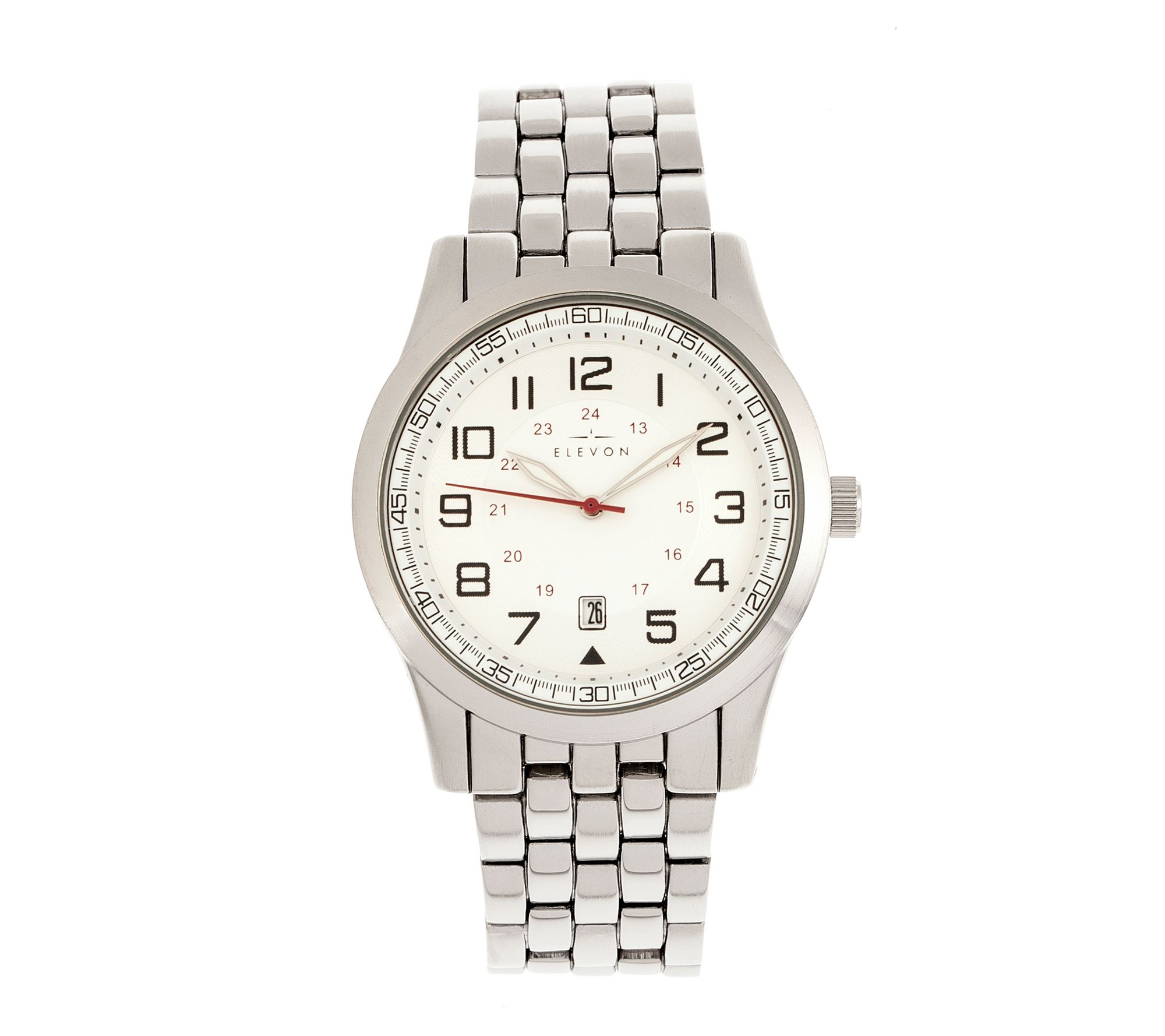 Elevon Men's Garrison Men's Silvertone White Di l Watch