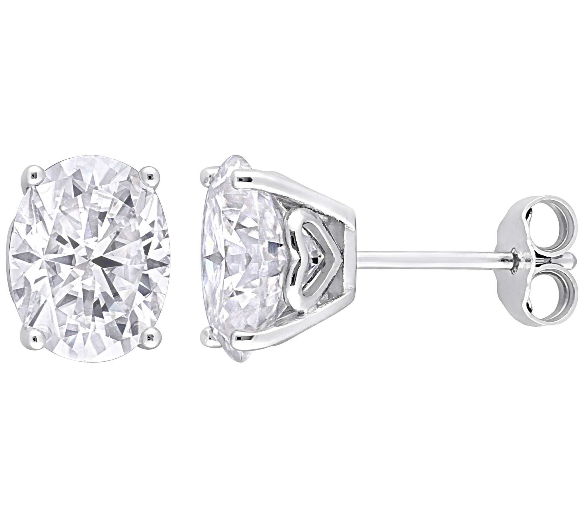MoissanIce Moissanite 3.80 cttw Oval Stud Earri ngs, Sterling