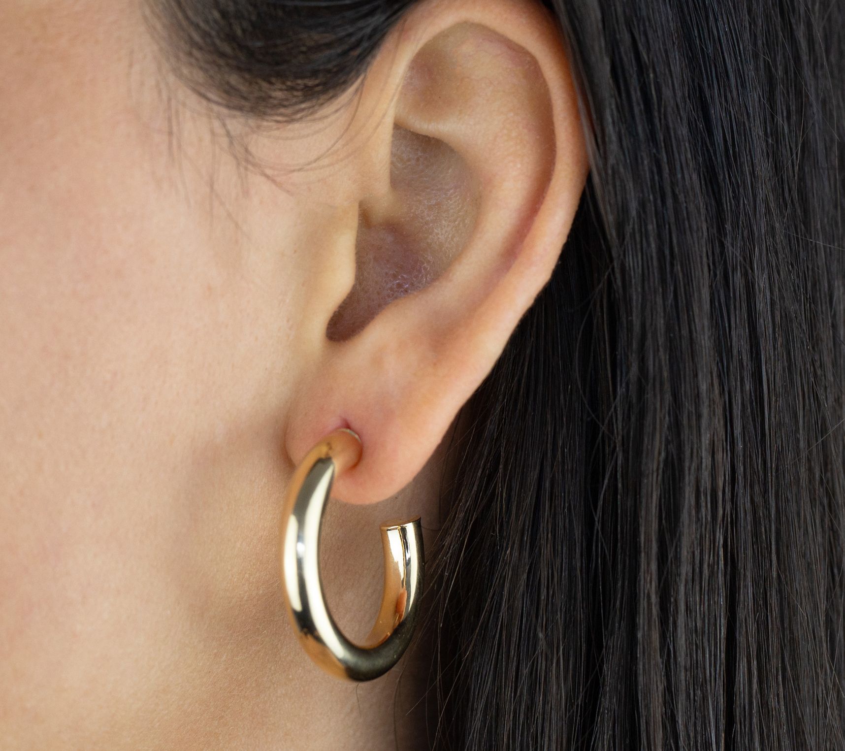 Adina Eden 14K Gold Plated 1-3/8" Hollow Hoop Earrings - QVC.com