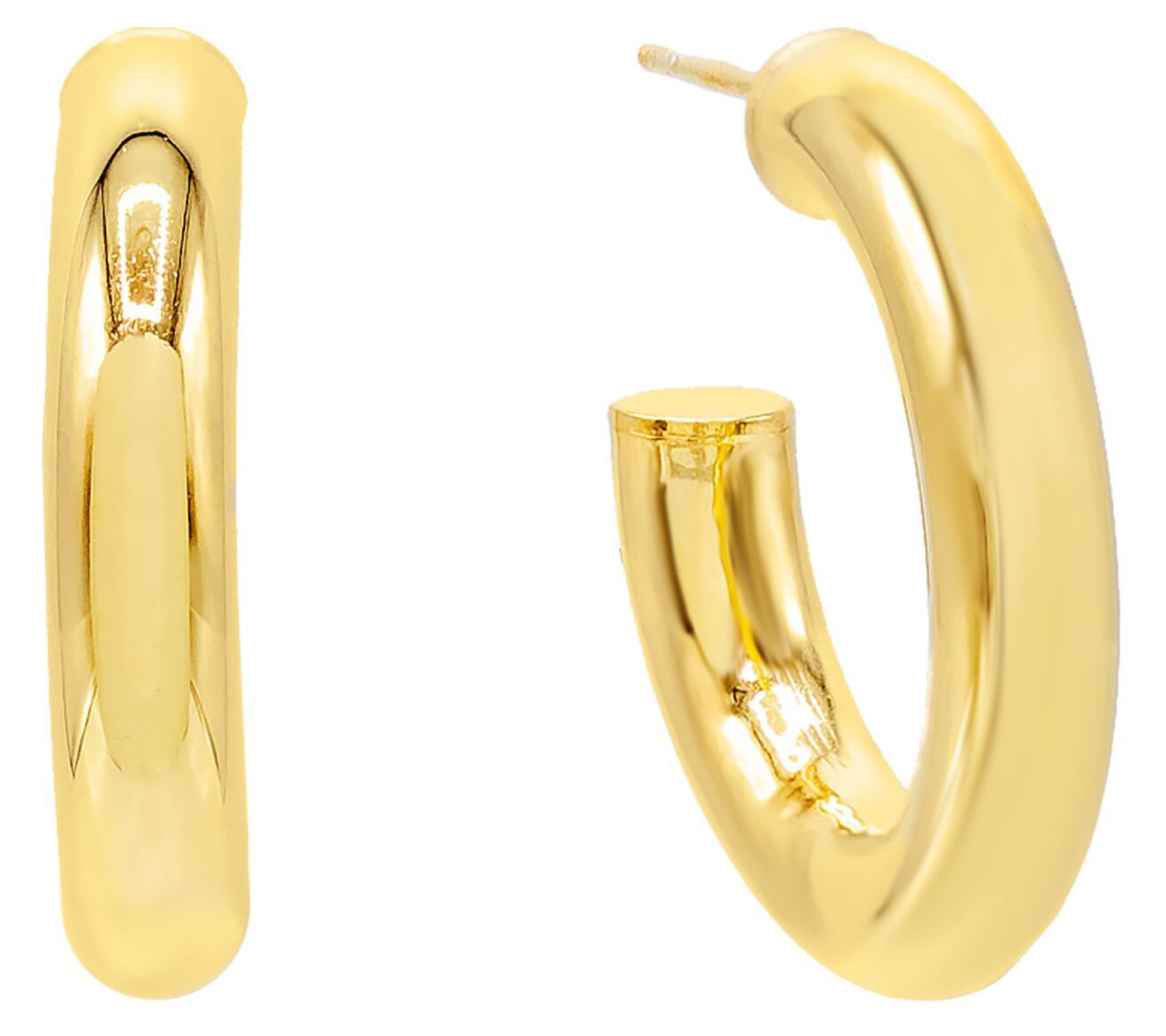 Adina Eden 14K Gold Plated 1-3/8" Hollow Hoop Earrings