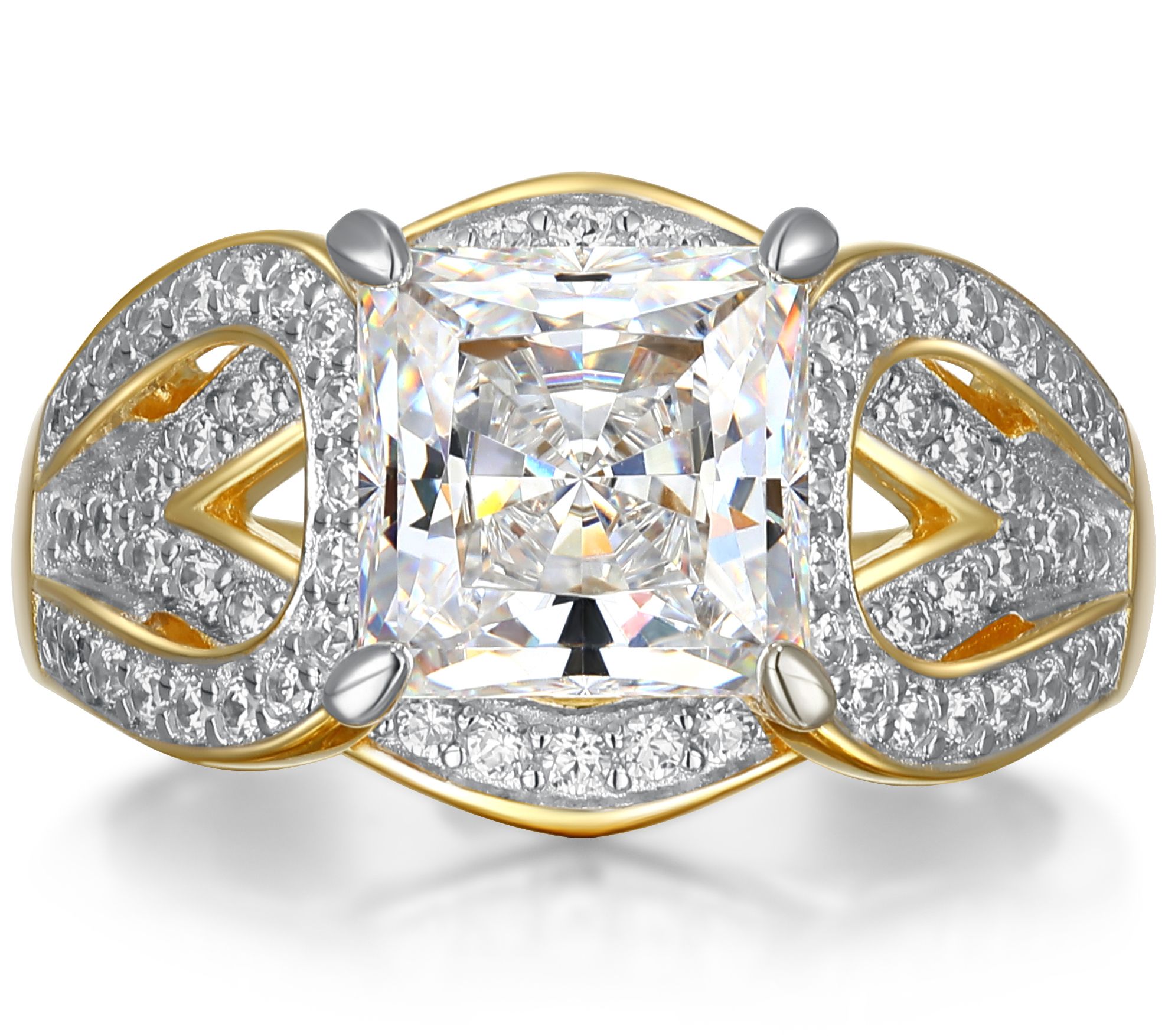 Diamonique 5.10 cttw Princess Cut Statement Ring, Sterling - QVC.com