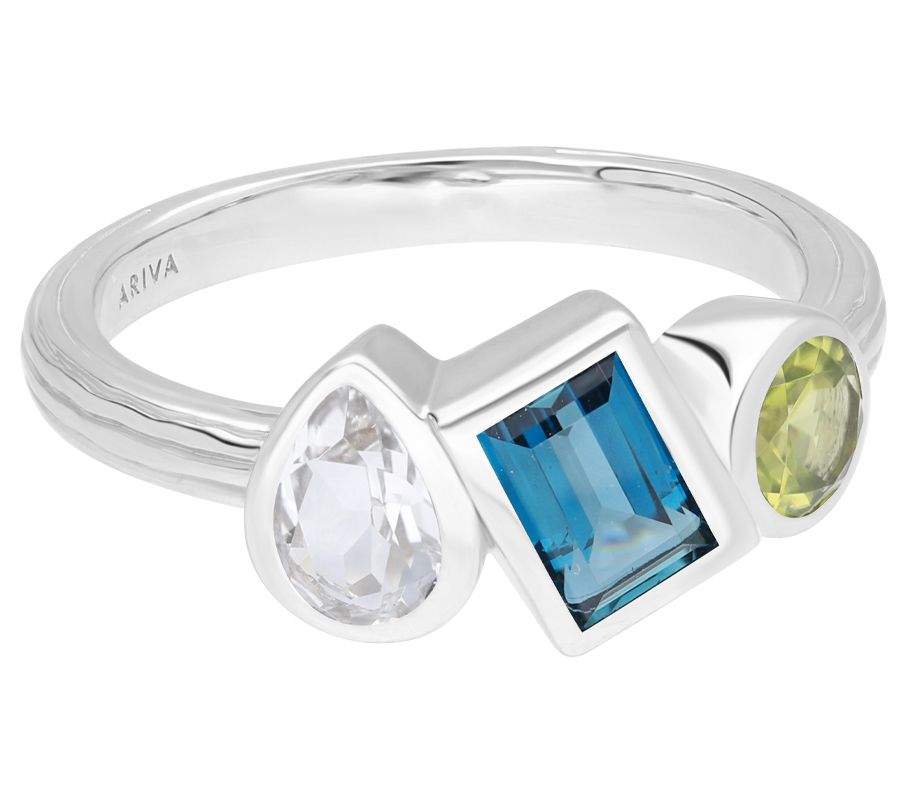 Ariva Sterling Silver 1.45 cttw Multi-Gemstone Ring