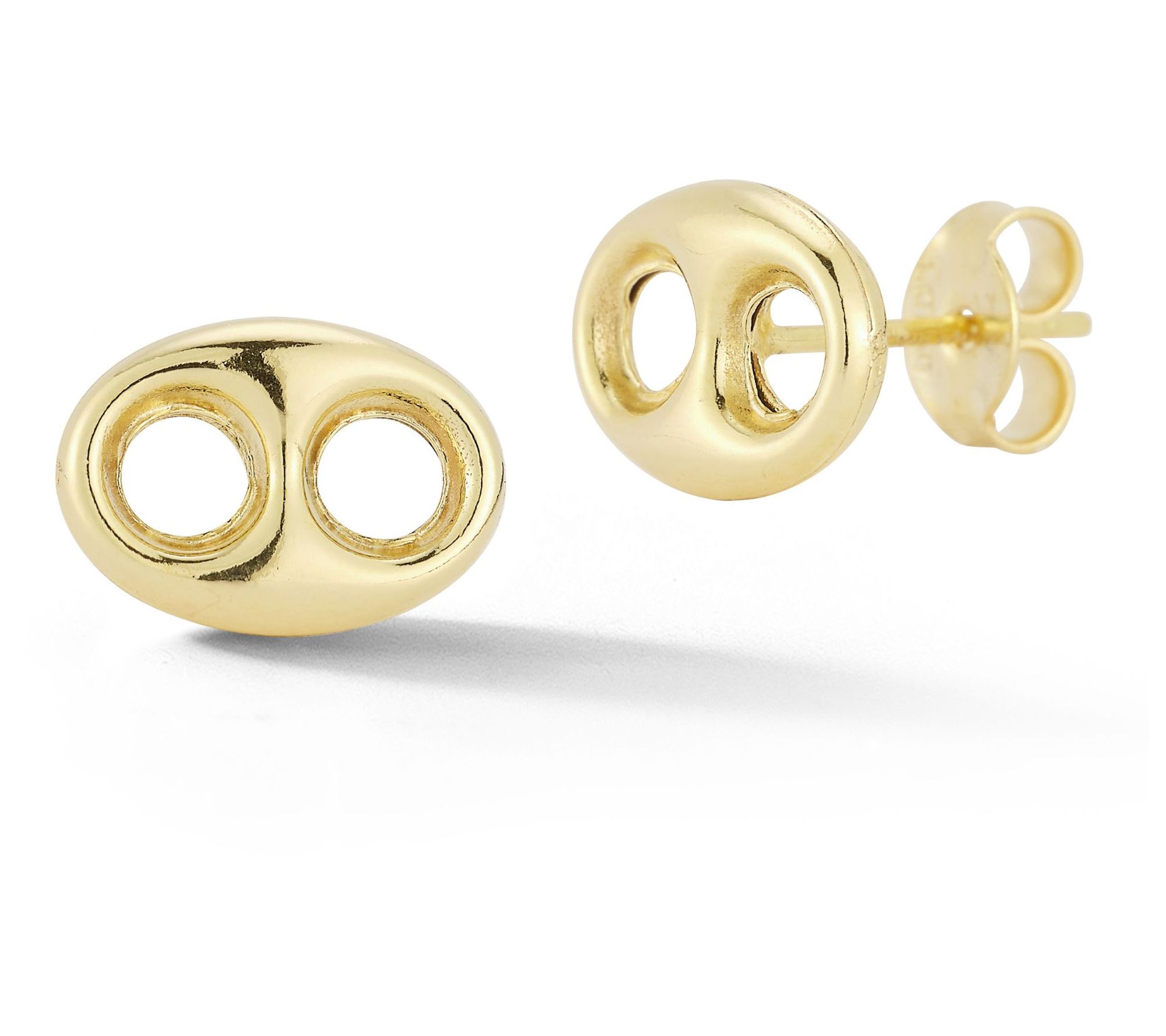 Luminosa Gold Puffed Mariner Link Stud Earrings, 14K