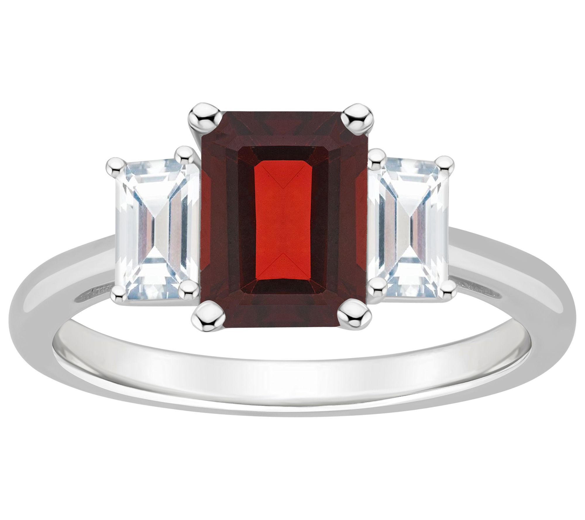 Affinity Gems Emerald Cut Blue & White Topaz Ring, Sterling