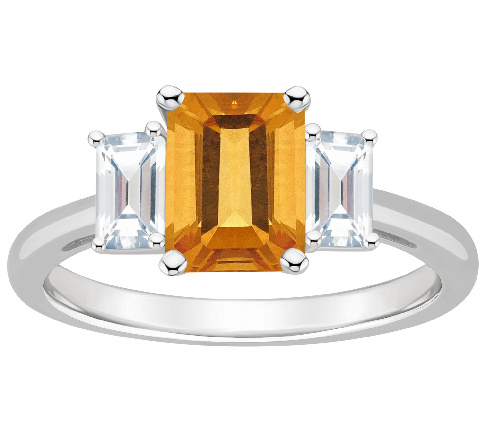 Affinity Gems Emerald Cut Blue & White Topaz Ring, Sterling