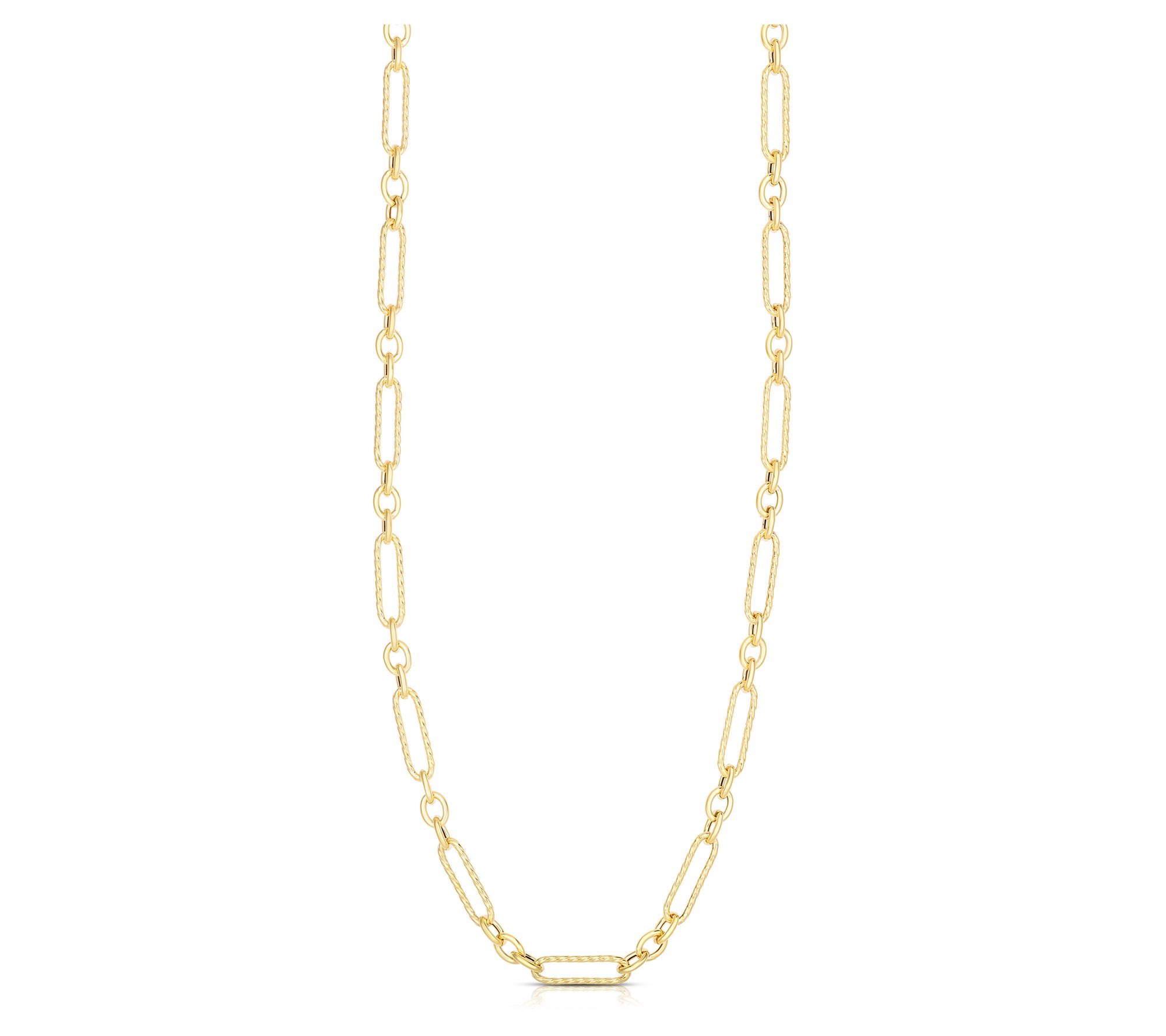 Italian Silver Oval Link Figaro Chain Necklace,Sterling
