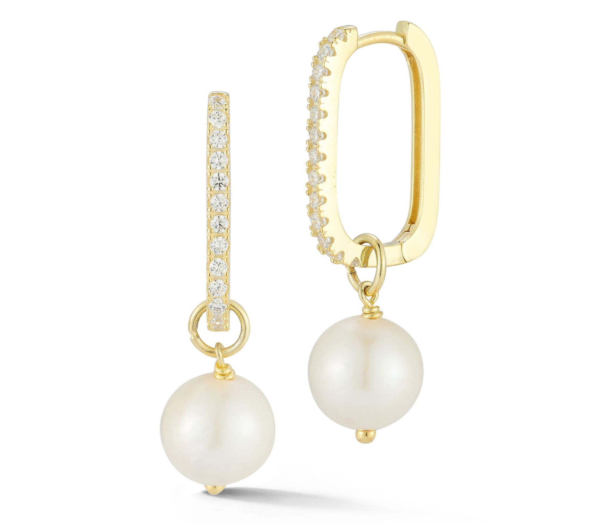 Sterlina Silver Cultured Pearl Huggie Hoop Earr ings, Sterling