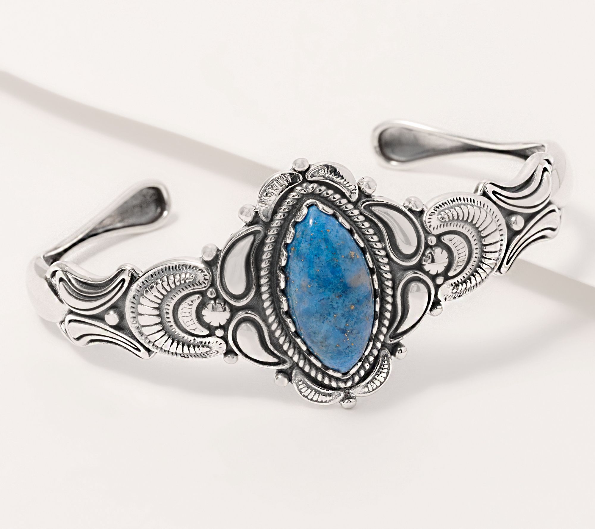 "As Is" American West Sterling Silver Marquise Gemstone Cuff