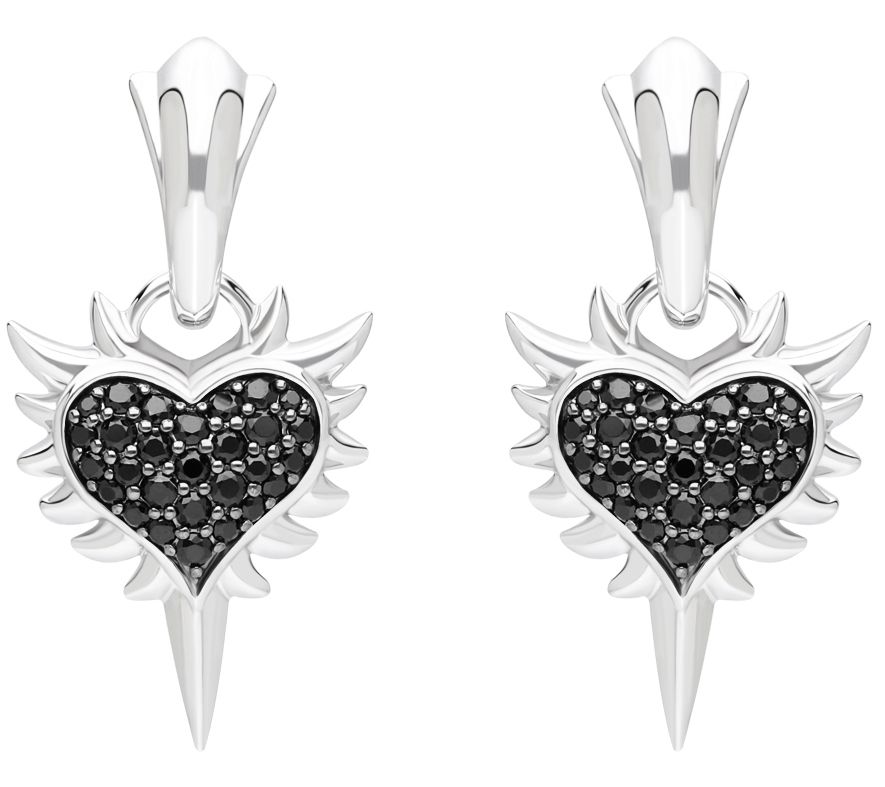 Margo Manhattan Sterling Black Spinel Heart Drop Earrings