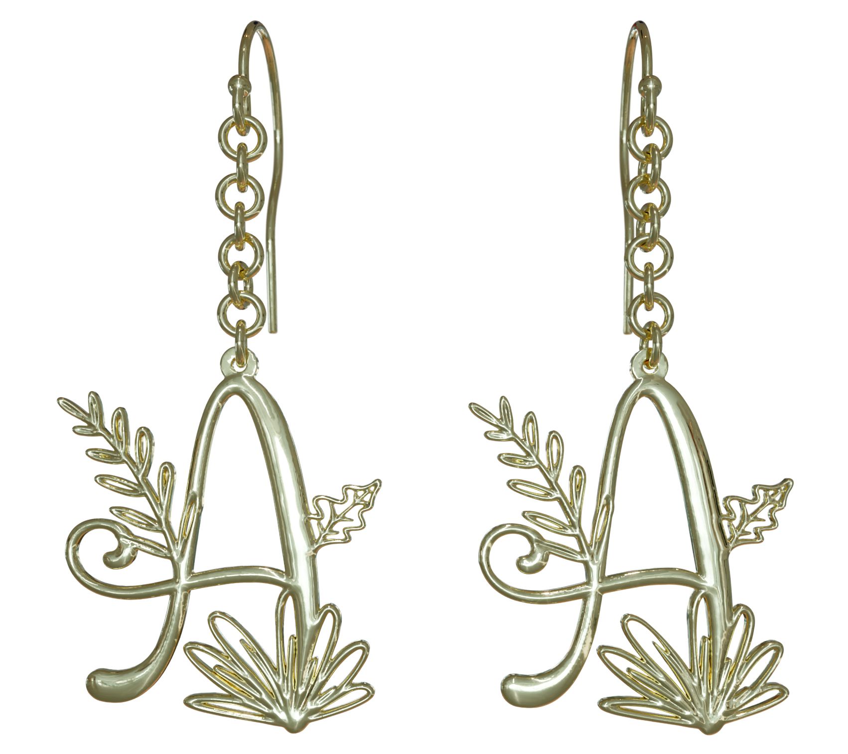 14K Gold Plated Botanist Bouquet Initial Drop Earrings