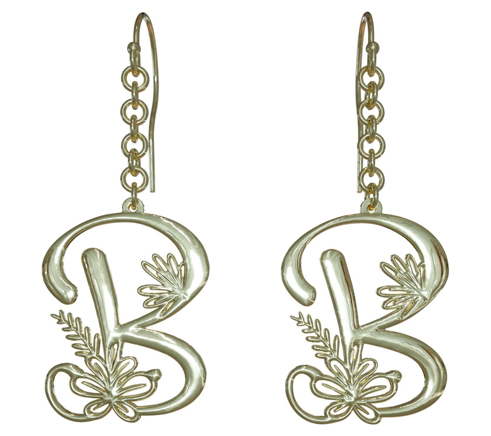 14K Gold Plated Botanist Bouquet Initial Drop Earrings