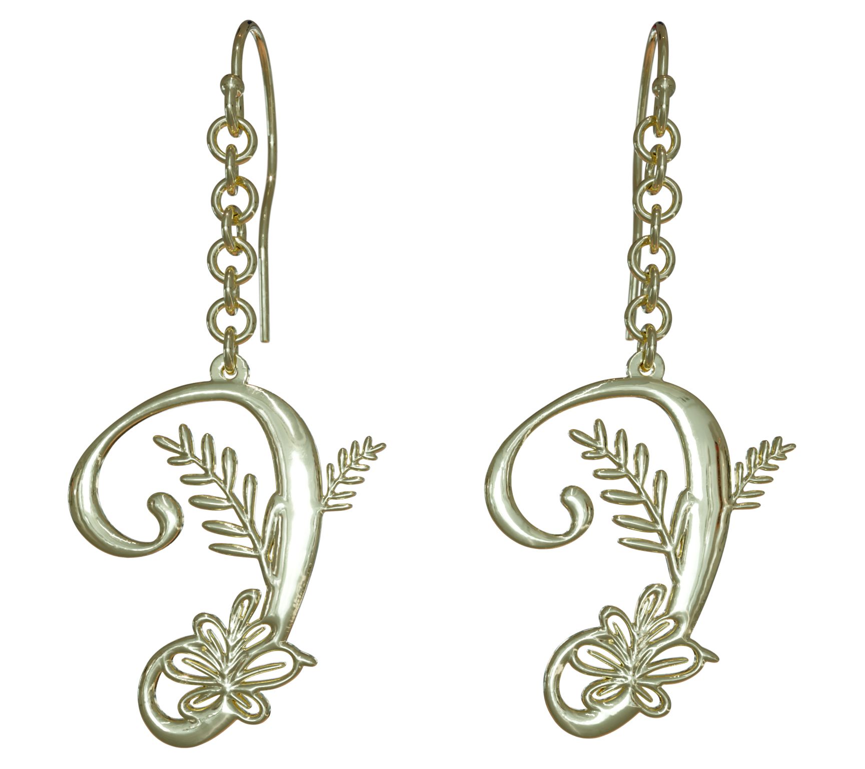 14K Gold Plated Botanist Bouquet Initial Drop Earrings