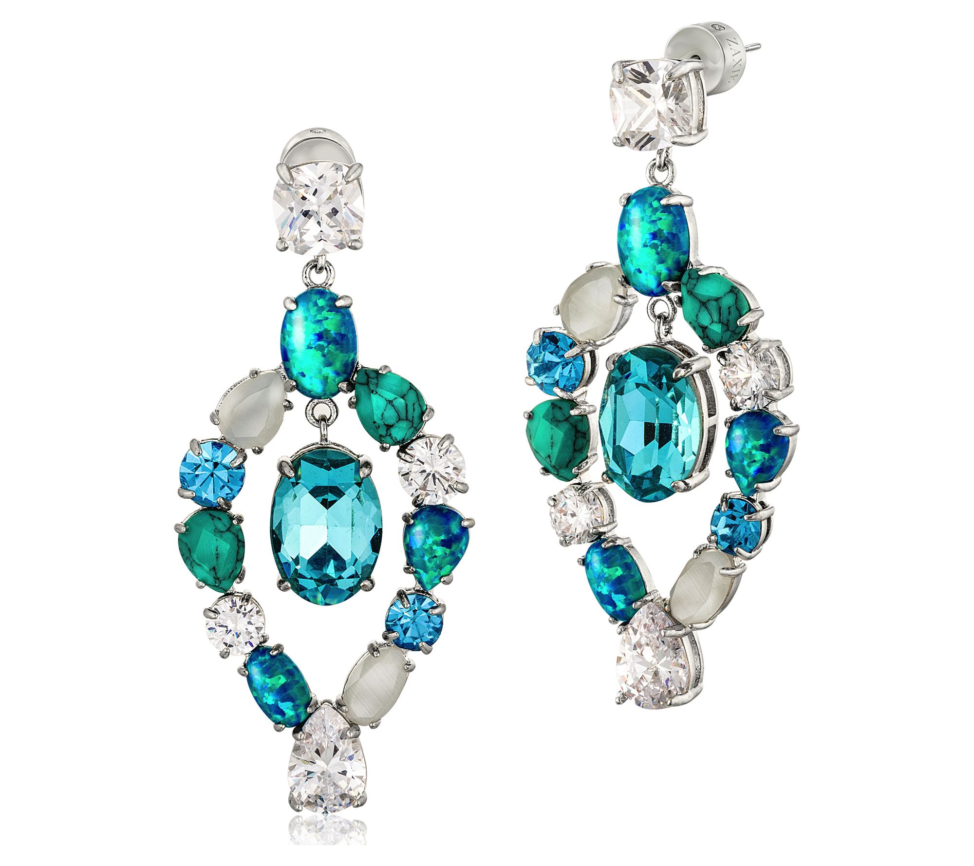 Zaxie by Stefanie Taylor Fierce Blue Crystal Drop Earrings