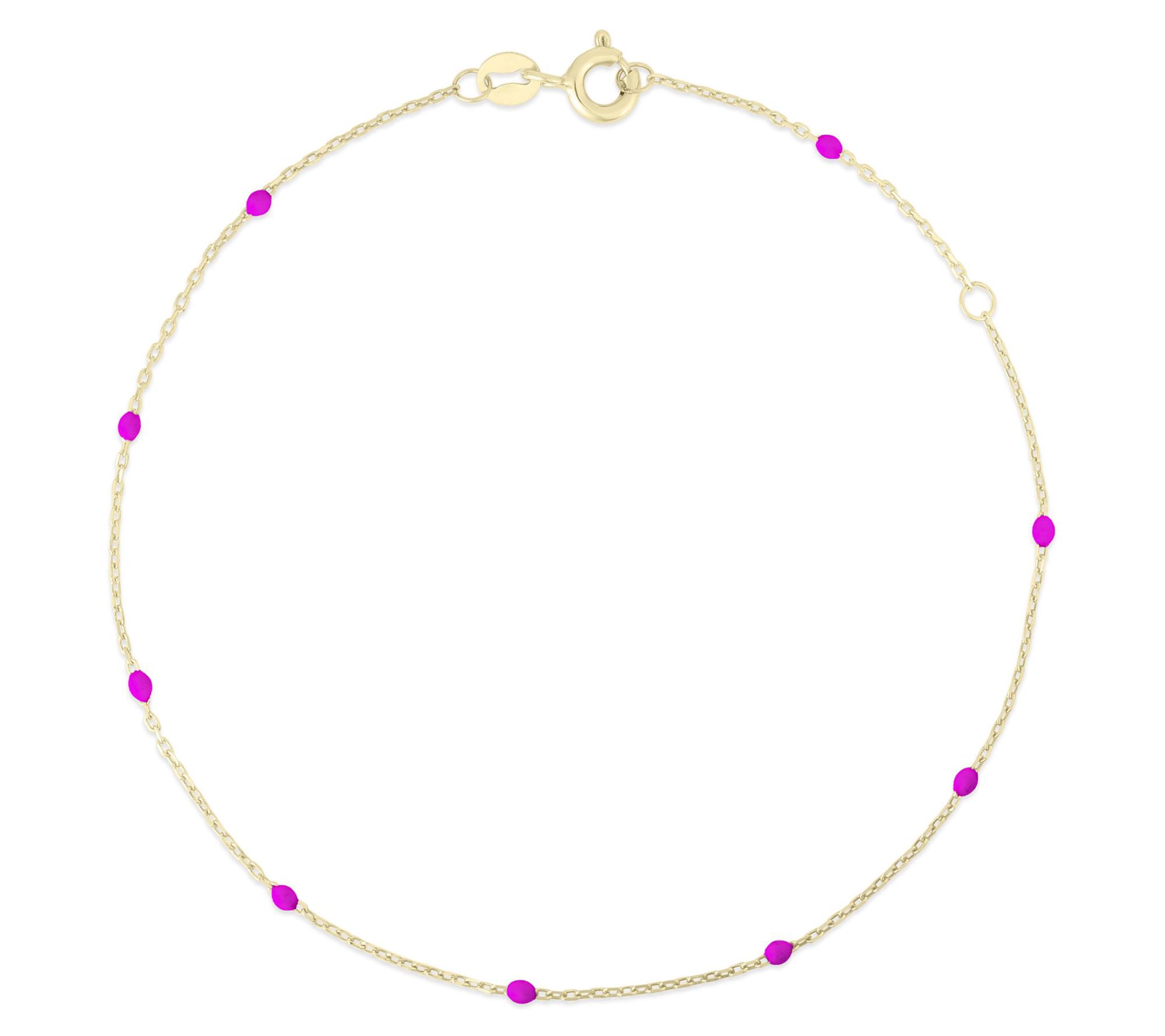 Italian Gold Enamel Chain Bracelet, 14K