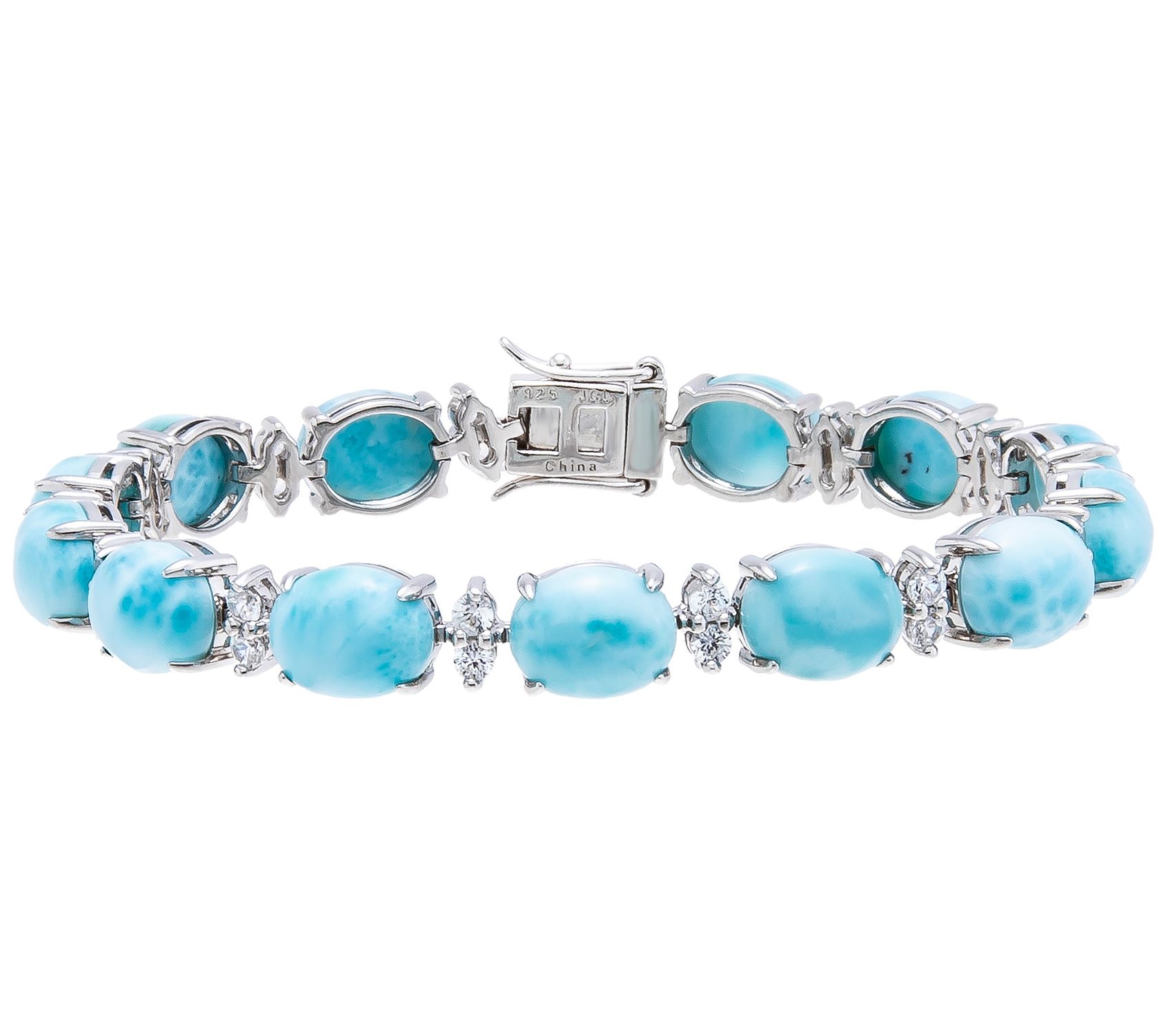 Affinity Gems Larimar Tennis Bracelet, SterlingSilver