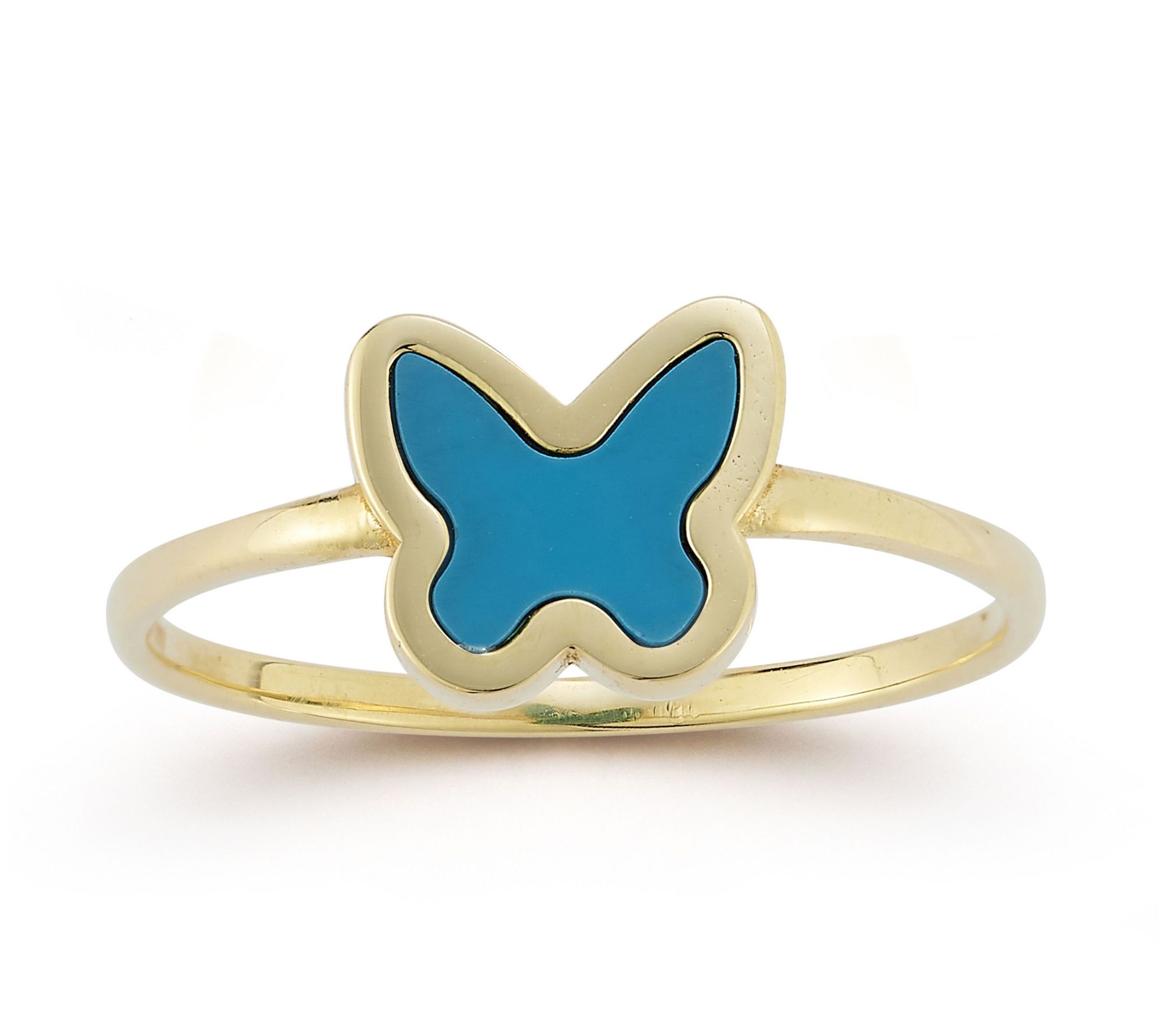Luminosa Gold Flat Gemstone Butterfly Ring, 14K