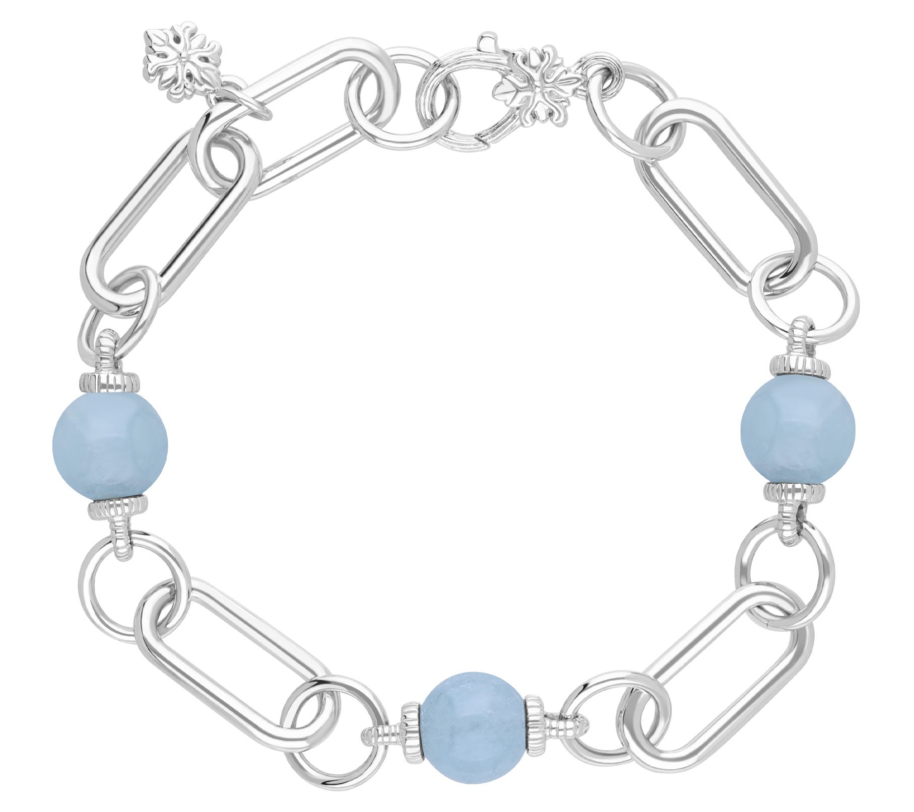 Ariva Sterling Paperclip Link Gemstone Bead Bracelet