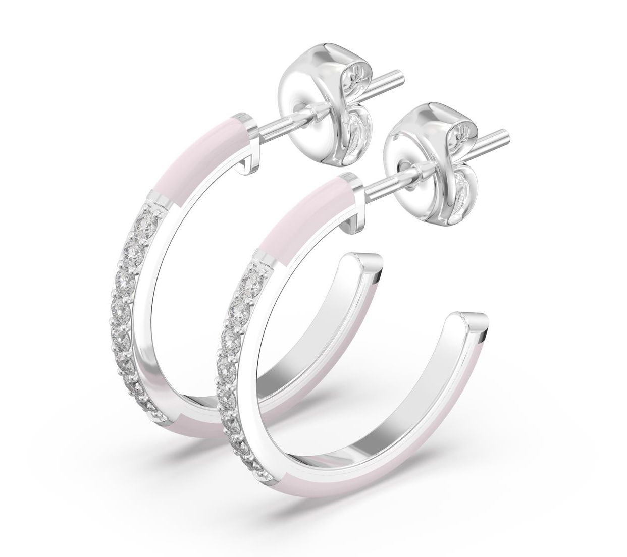 Vida Lab Diamonds Created Ceramic Chic Hoop Earrings, Sterling