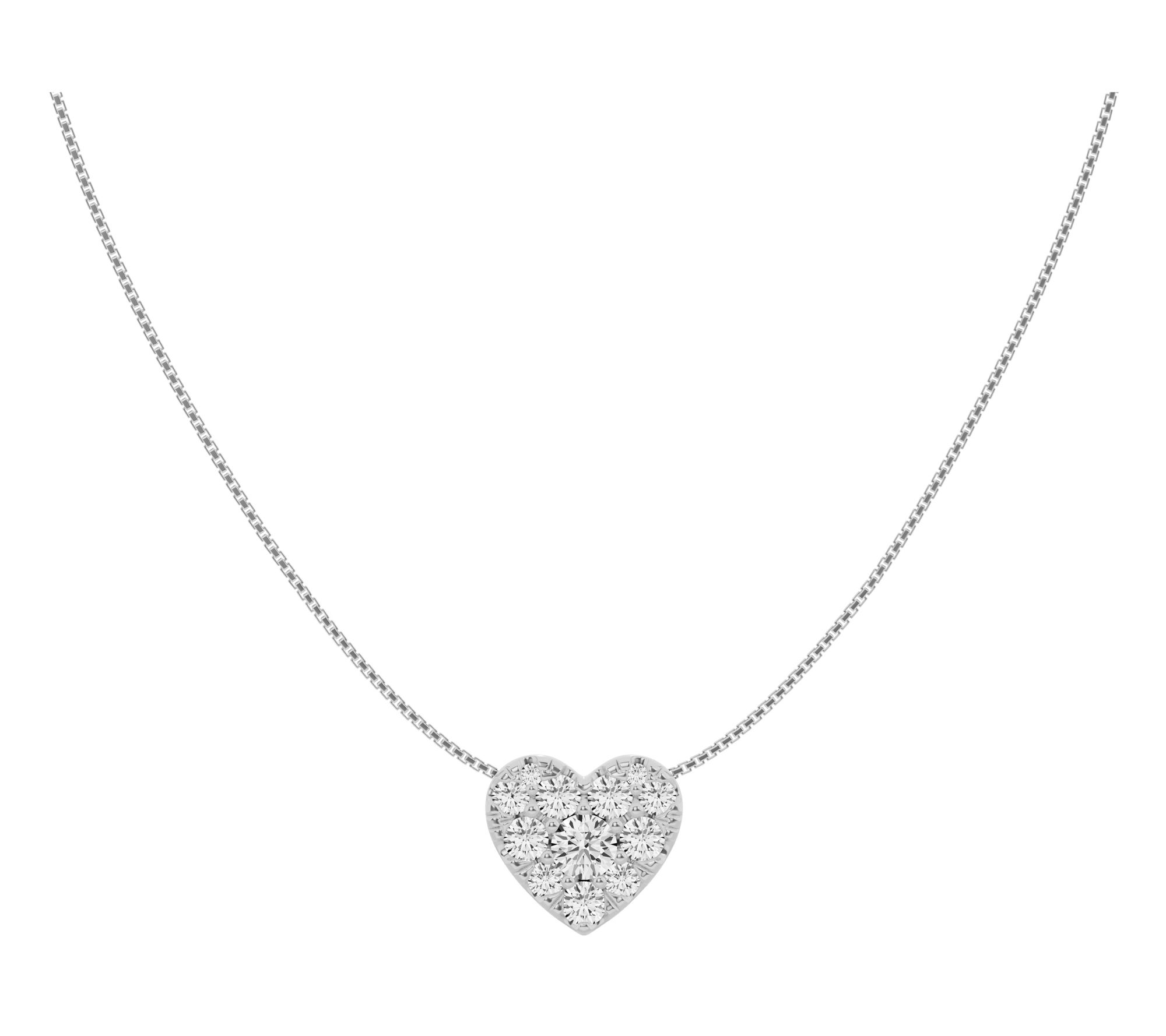 Fire Light 1.50 cttw Lab Grown Diamond Heart Necklace, 14K