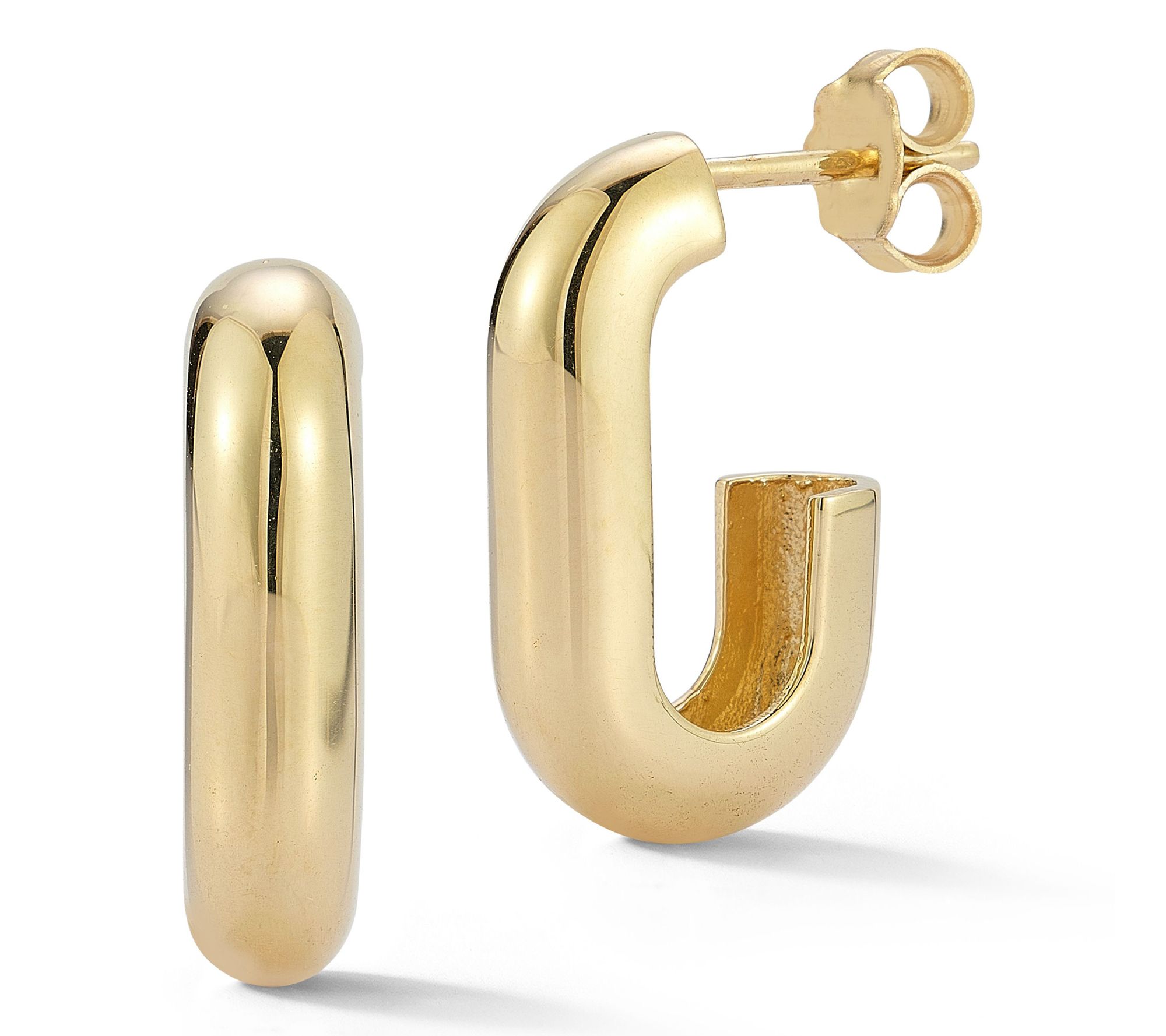 Italian Gold Bold J Hoop Earrings, 14K