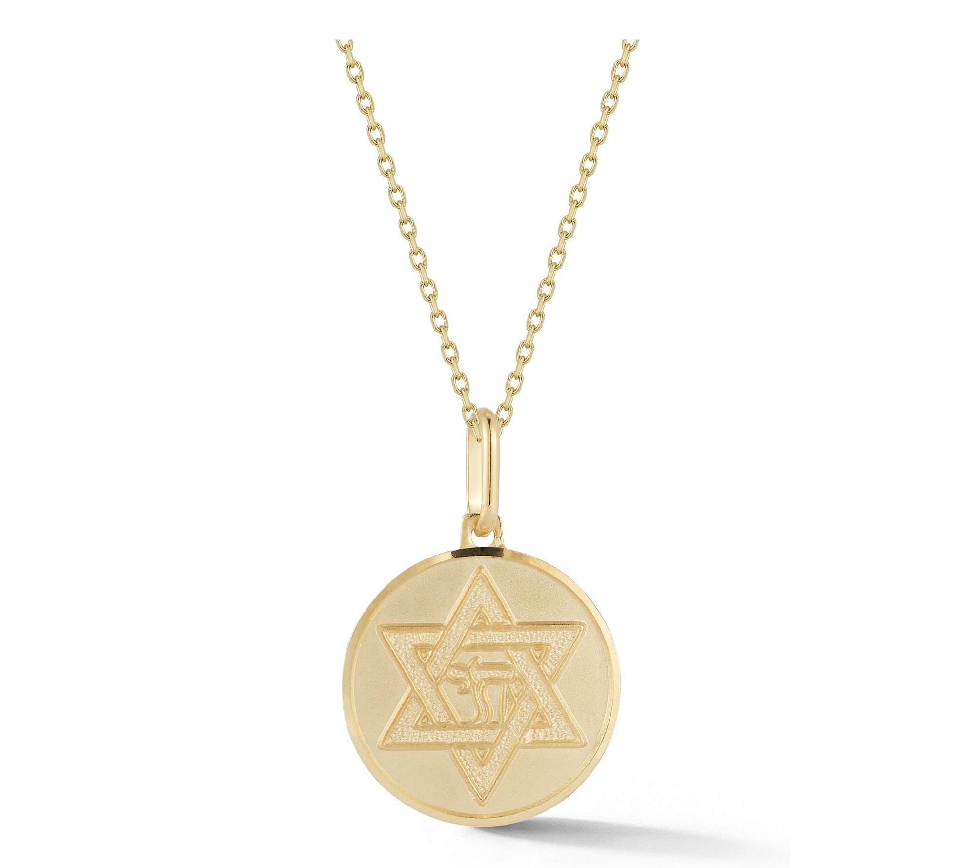 Italian Gold 3/4" Star of David Medallion Necklace, 14K