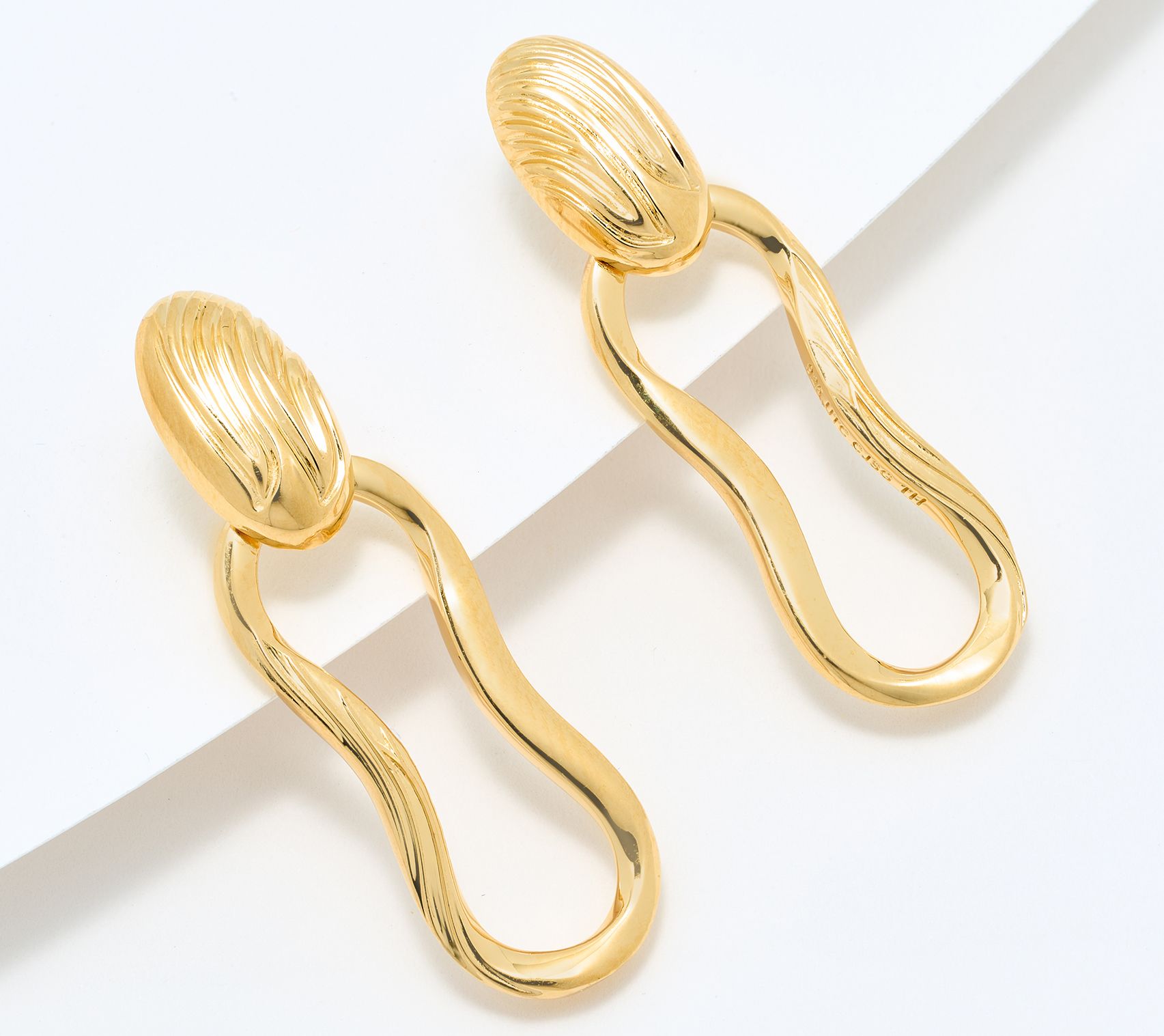  Christian James by Scott Grimes 14K Gold Clad Doorknocker Ripple Earrings