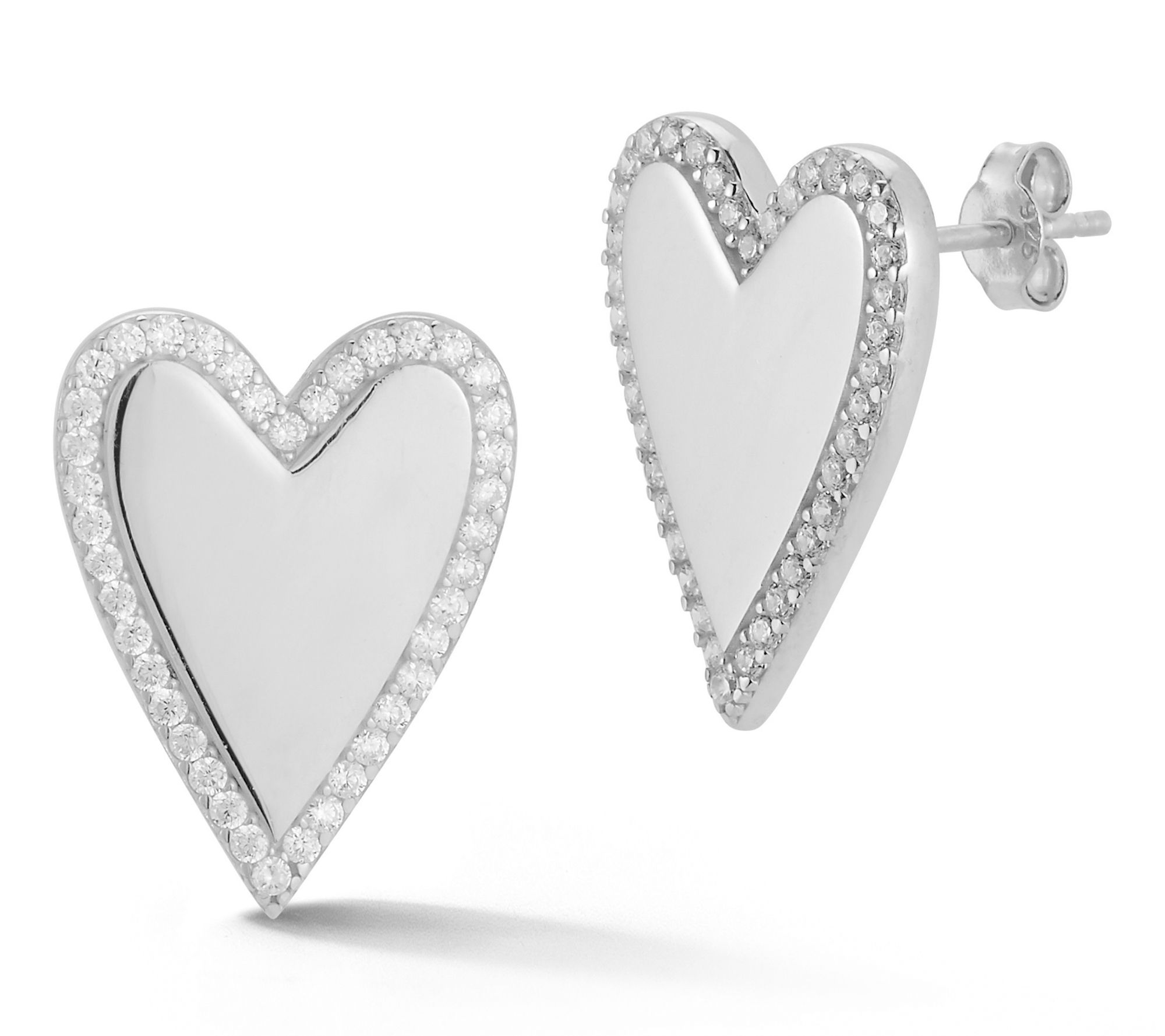Sterlina Silver Pave Halo Heart Stud Earrings,Sterling