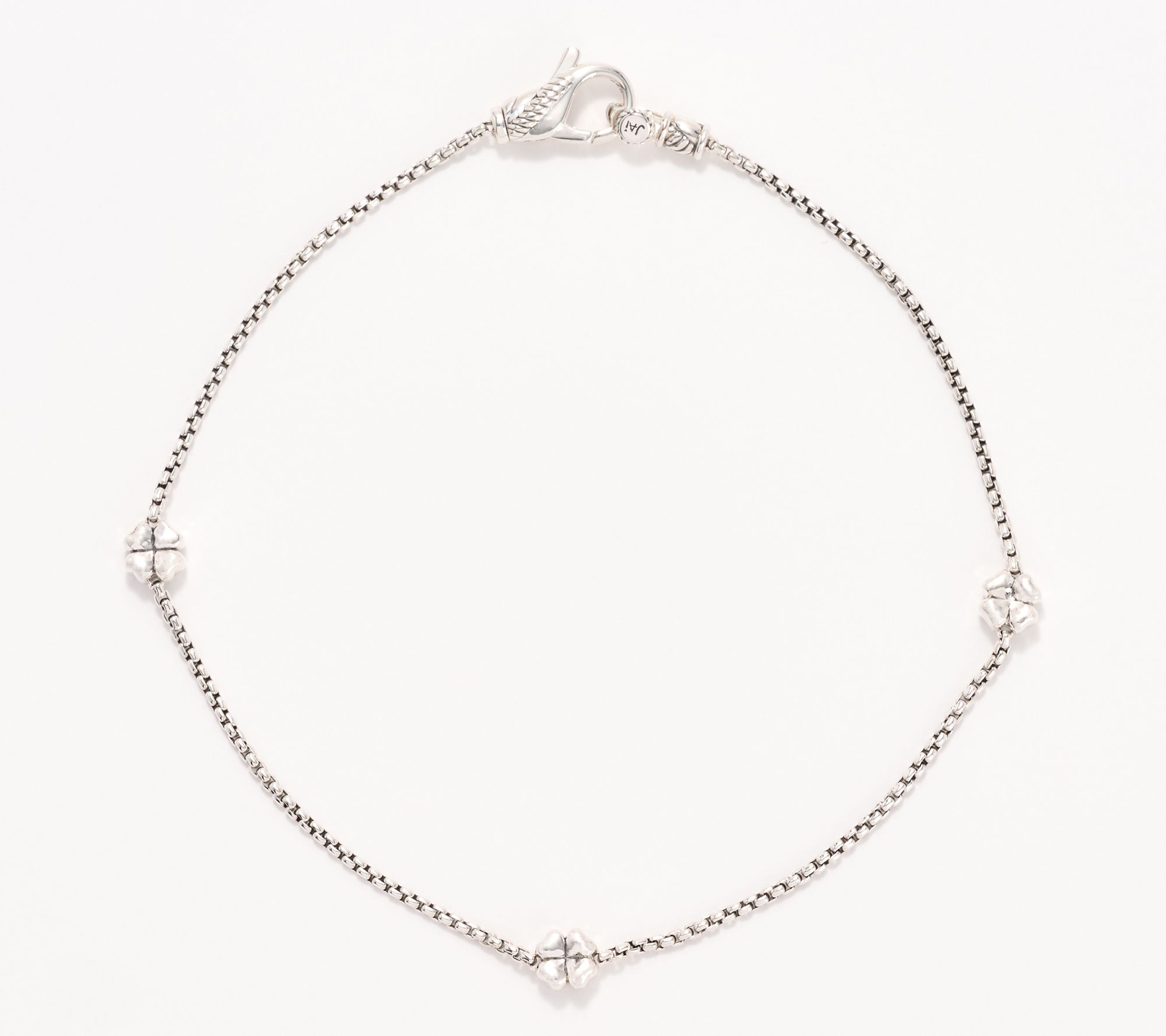 JAI Sterling Silver Baby Box Chain Symbols of Love Anklet, 5.8g
