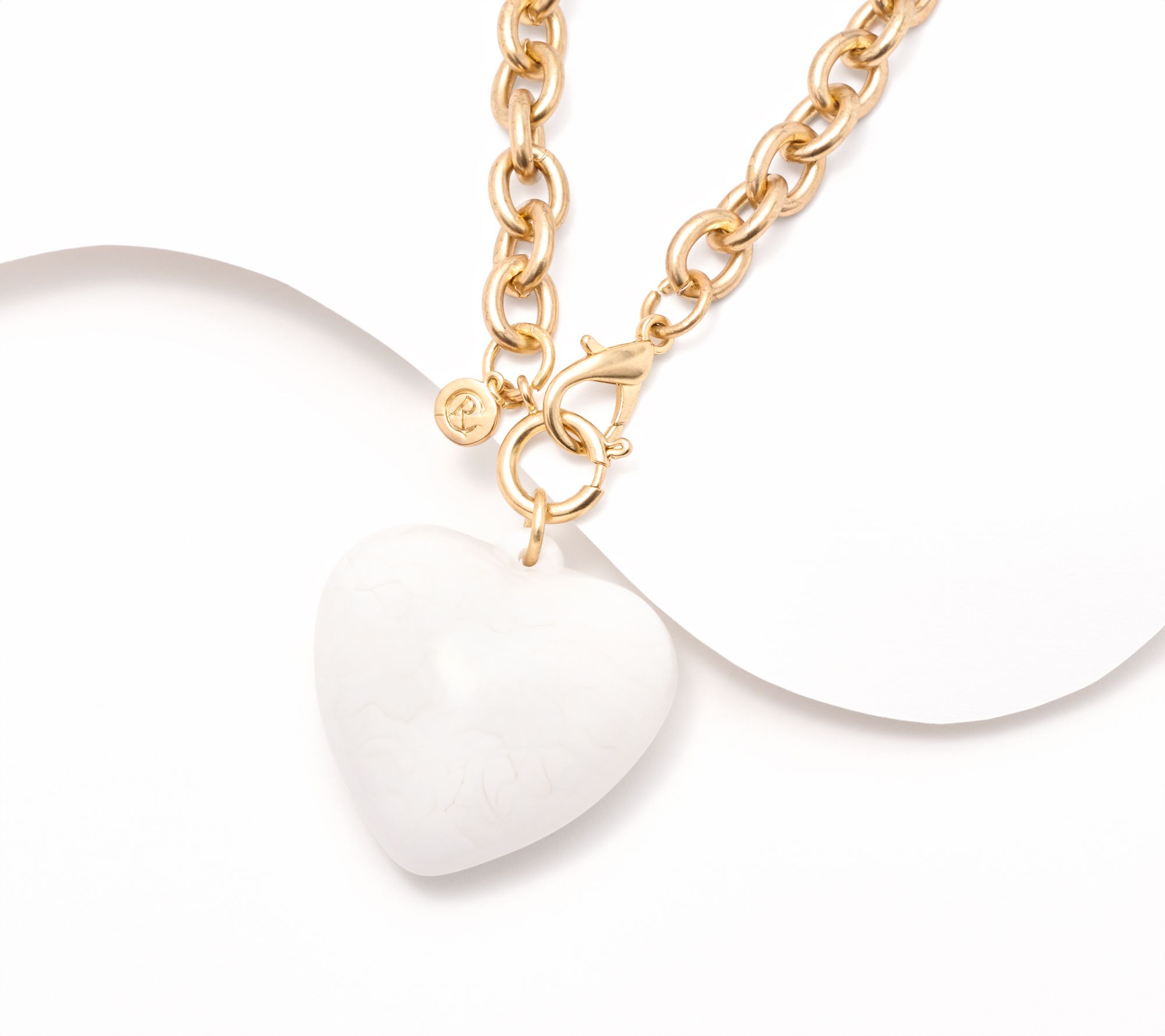 Carla Rockmore Collection Stone Medallion Gold Link Necklace