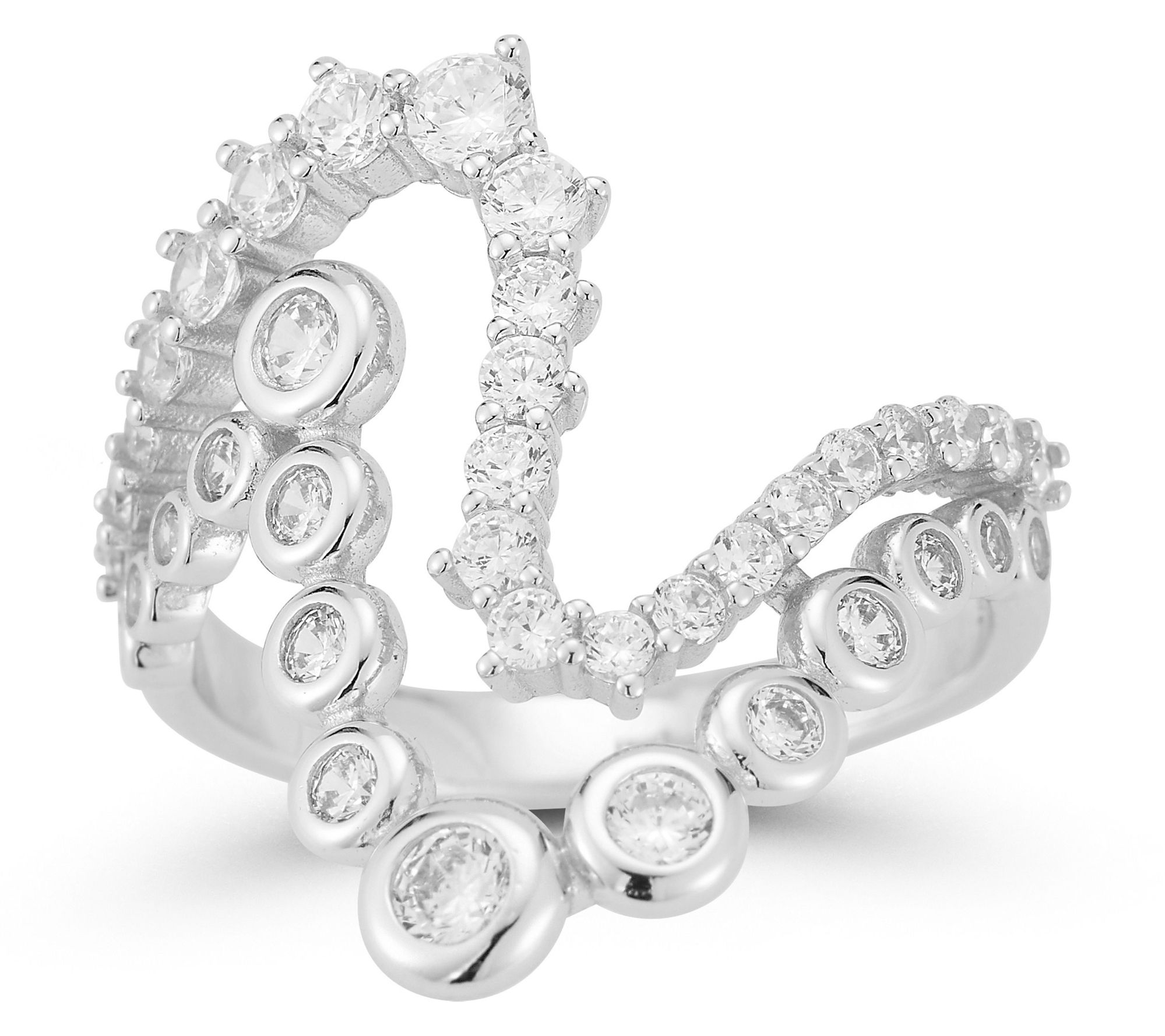 Rachel Zoe Pave Wave Band Ring, Sterling Silver