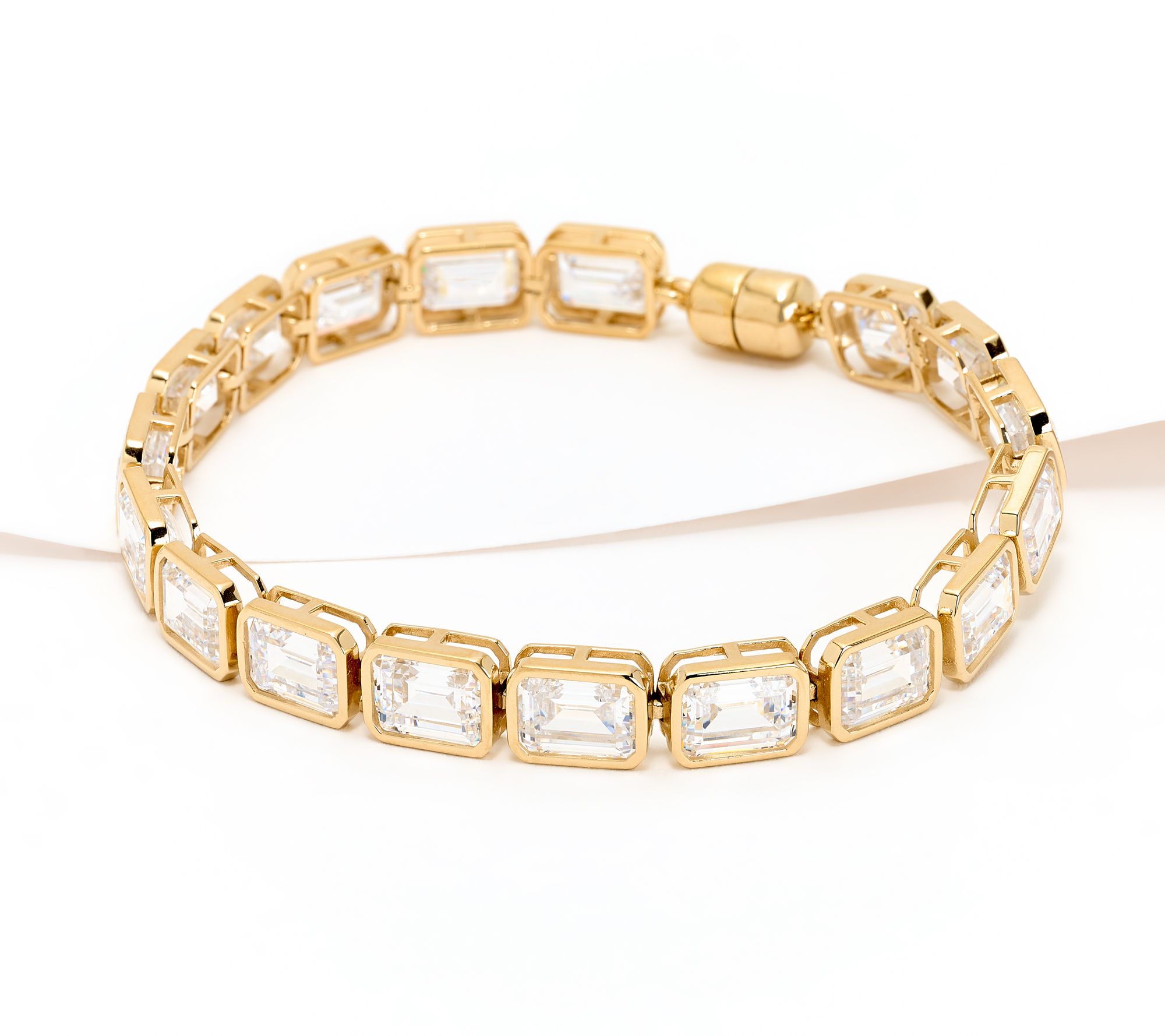  Diamonique Classics Emerald Bezel Set Tennis Bracelet, Sterl