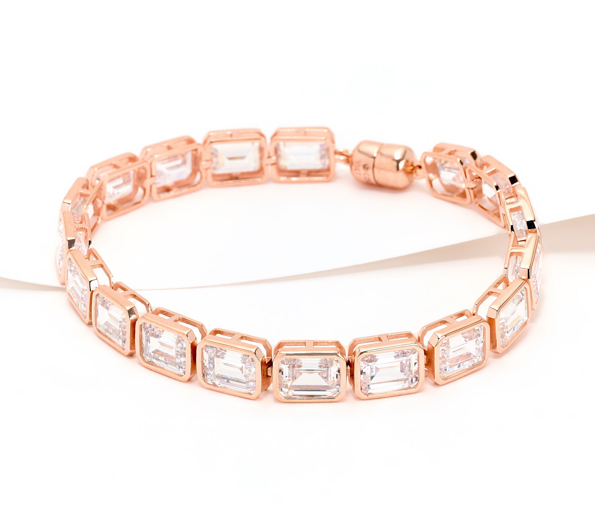 Diamonique Classics Emerald Bezel Set Tennis Bracelet, Sterl
