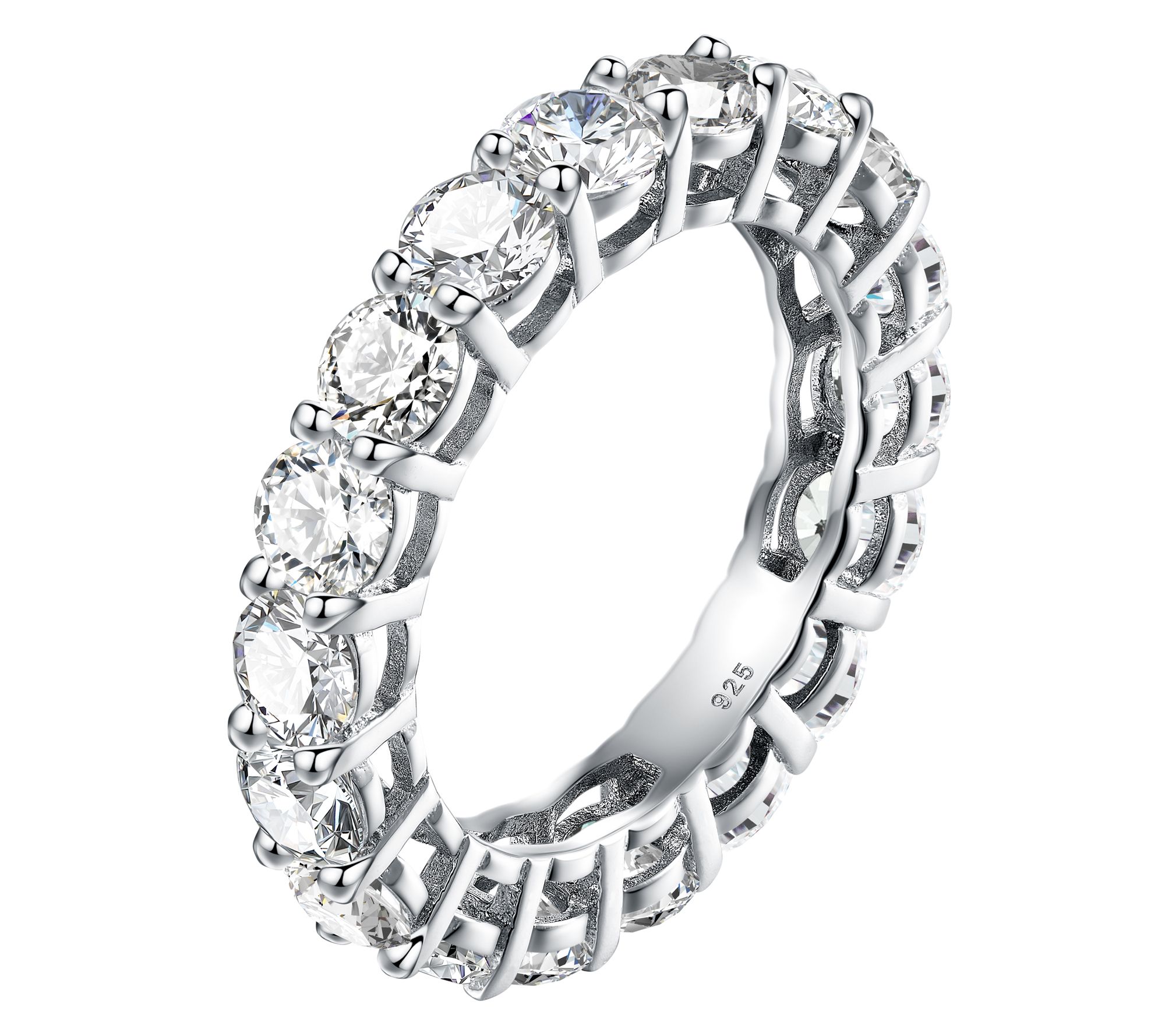 Moissanite Luxe Round Cut Eternity Band, Sterling Silver