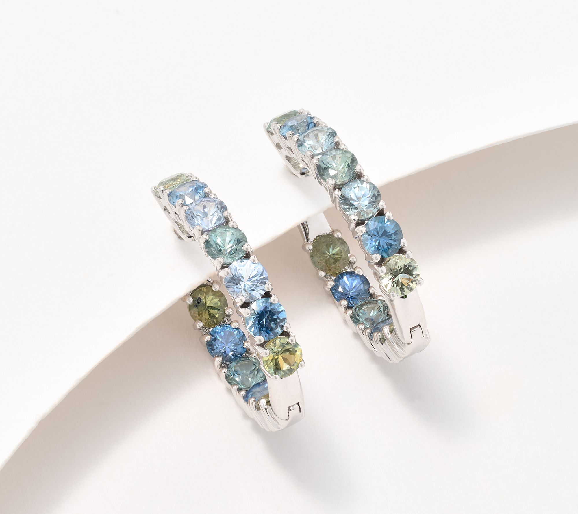 Gem Discoverer 2.80ct Montana Sapphire Hoop Earrings, 14K White Gold
