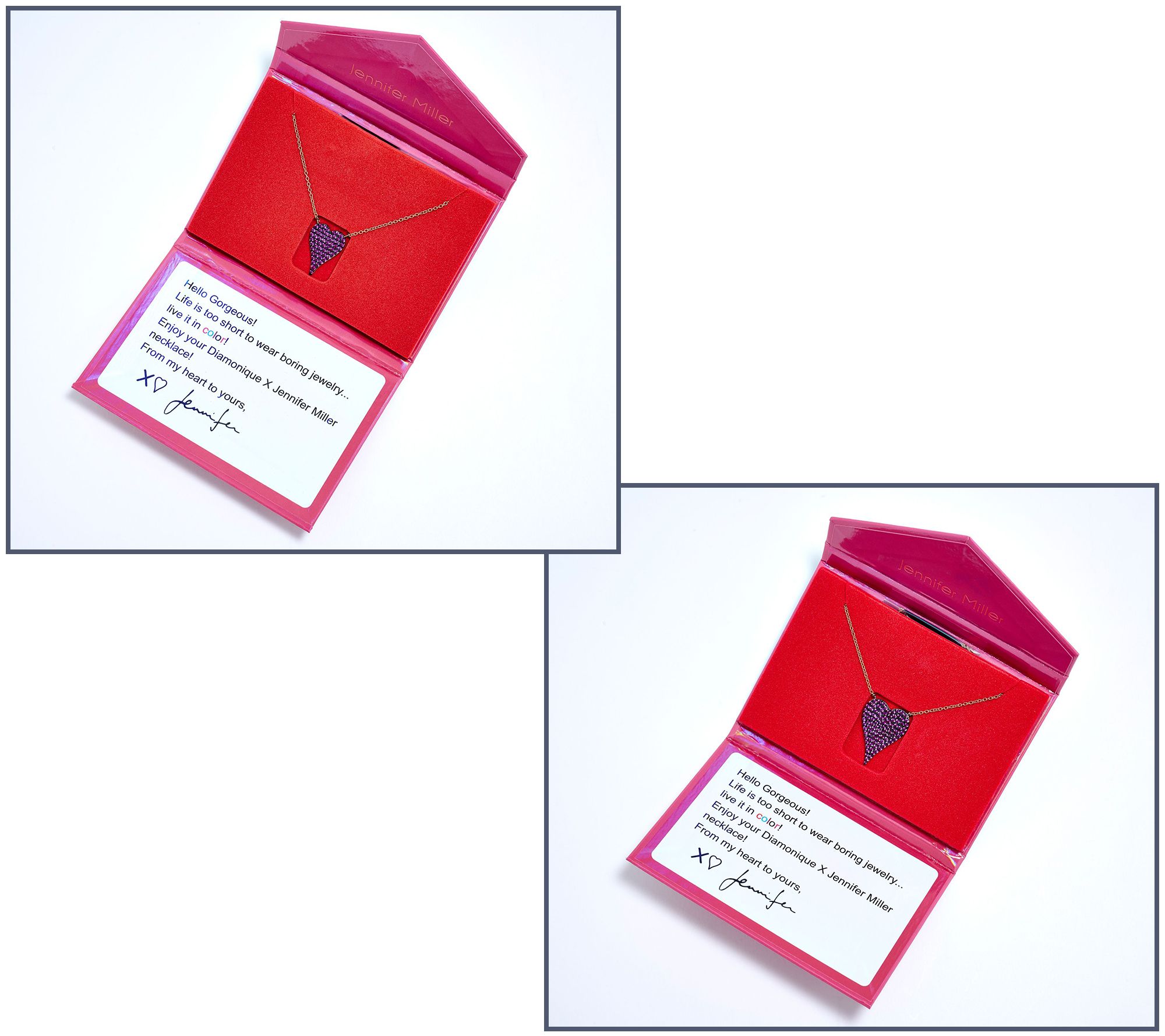 Diamonique x Jennifer Miller Signature or Mini Pave Heart Necklace, Sterl