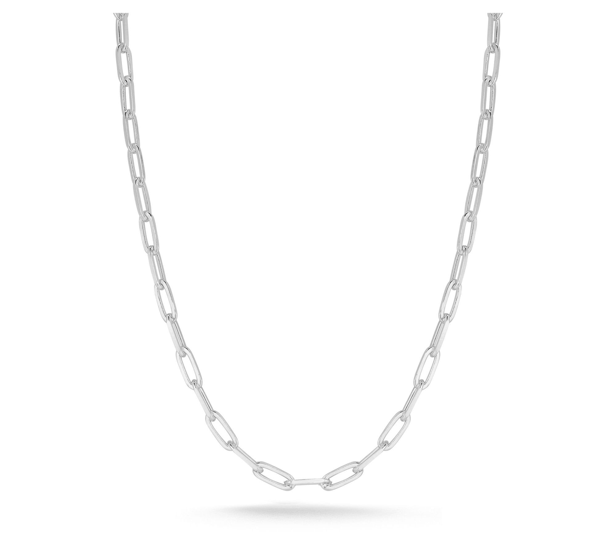 Italian Silver Men's 3MM 24" Paperclip Necklace, Sterling